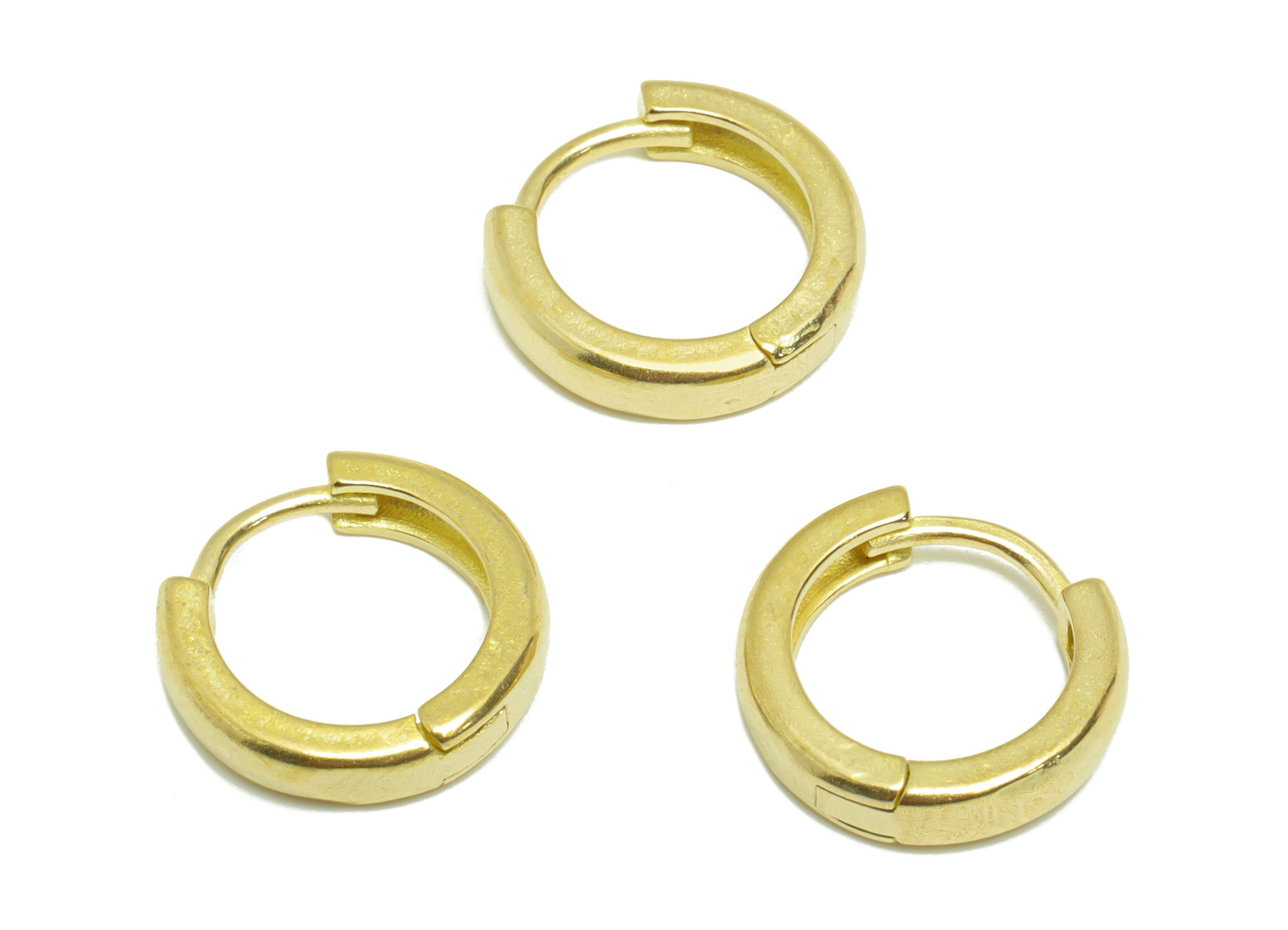 Brass Round Huggie Hoop Earring - Raw Brass Earring Clasp - Ring Clasp Earring - Circle Clasp Hoop Earring - 13.8x12.9x3.11mm - PP9558 - DOMEDBAZAAR