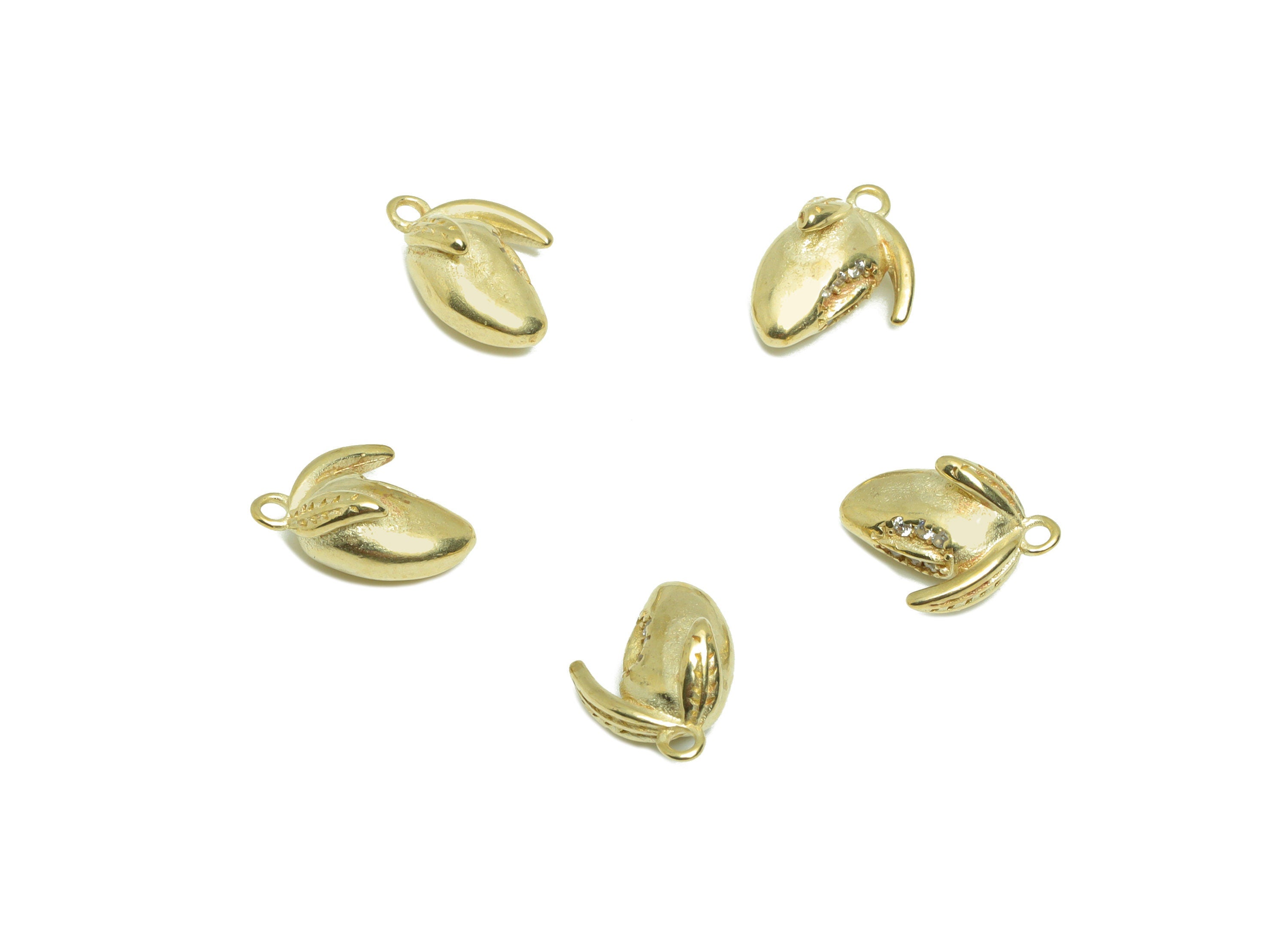 Brass CZ Mango Earring Charm - Raw Brass Cubic Zircon Earring Charm - Brass Zircon Mango Pendant - Fruit Pendant - 11x8.4x4.23mm - PP9594 - DOMEDBAZAAR