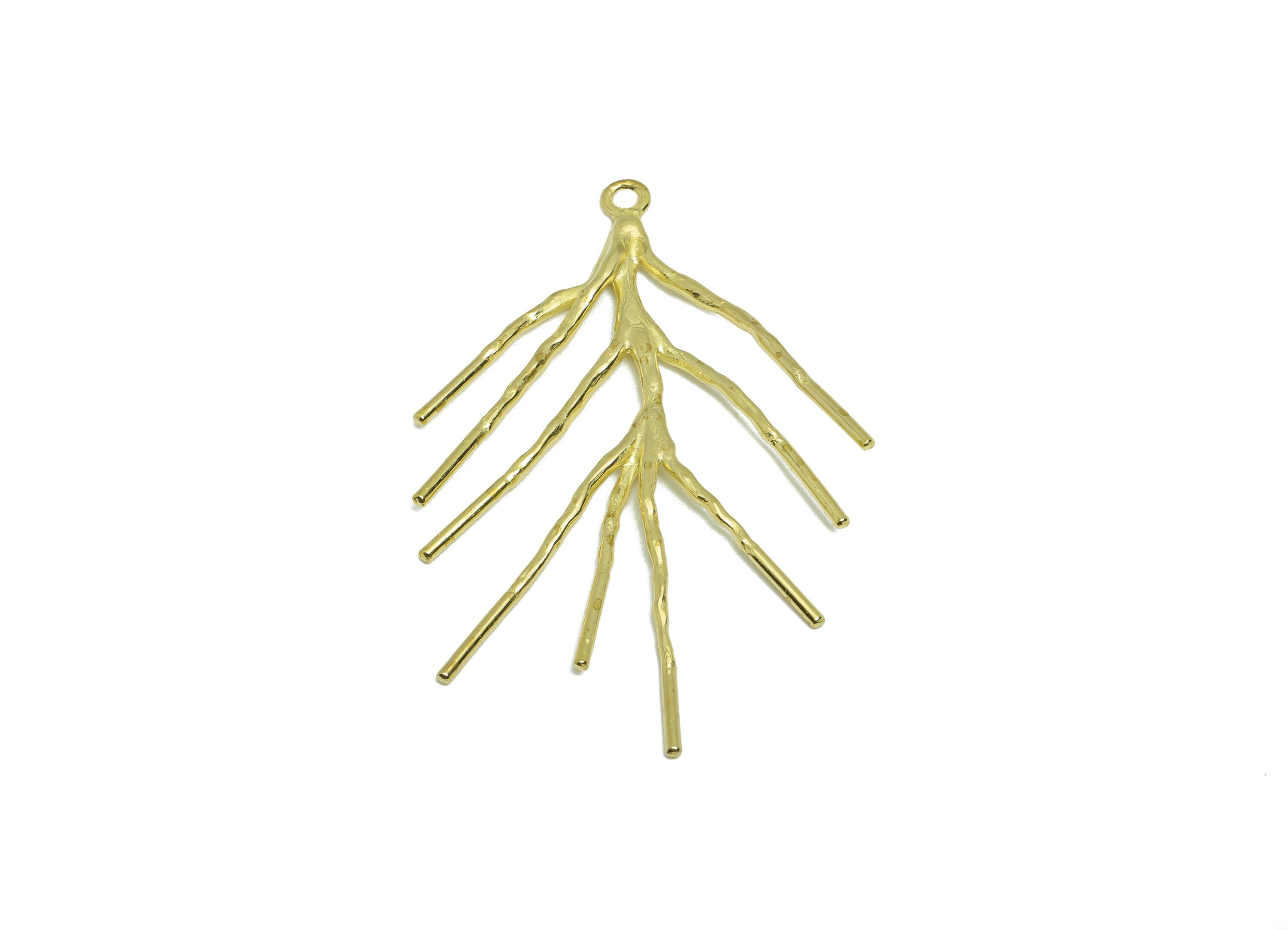 Brass Tree Earring Charm - Raw Brass Branch Earring Charm - Brass  Botanical Pendant - Brass Tree Branch Earring Charm - 41x25x2mm - PP9578 - DOMEDBAZAAR