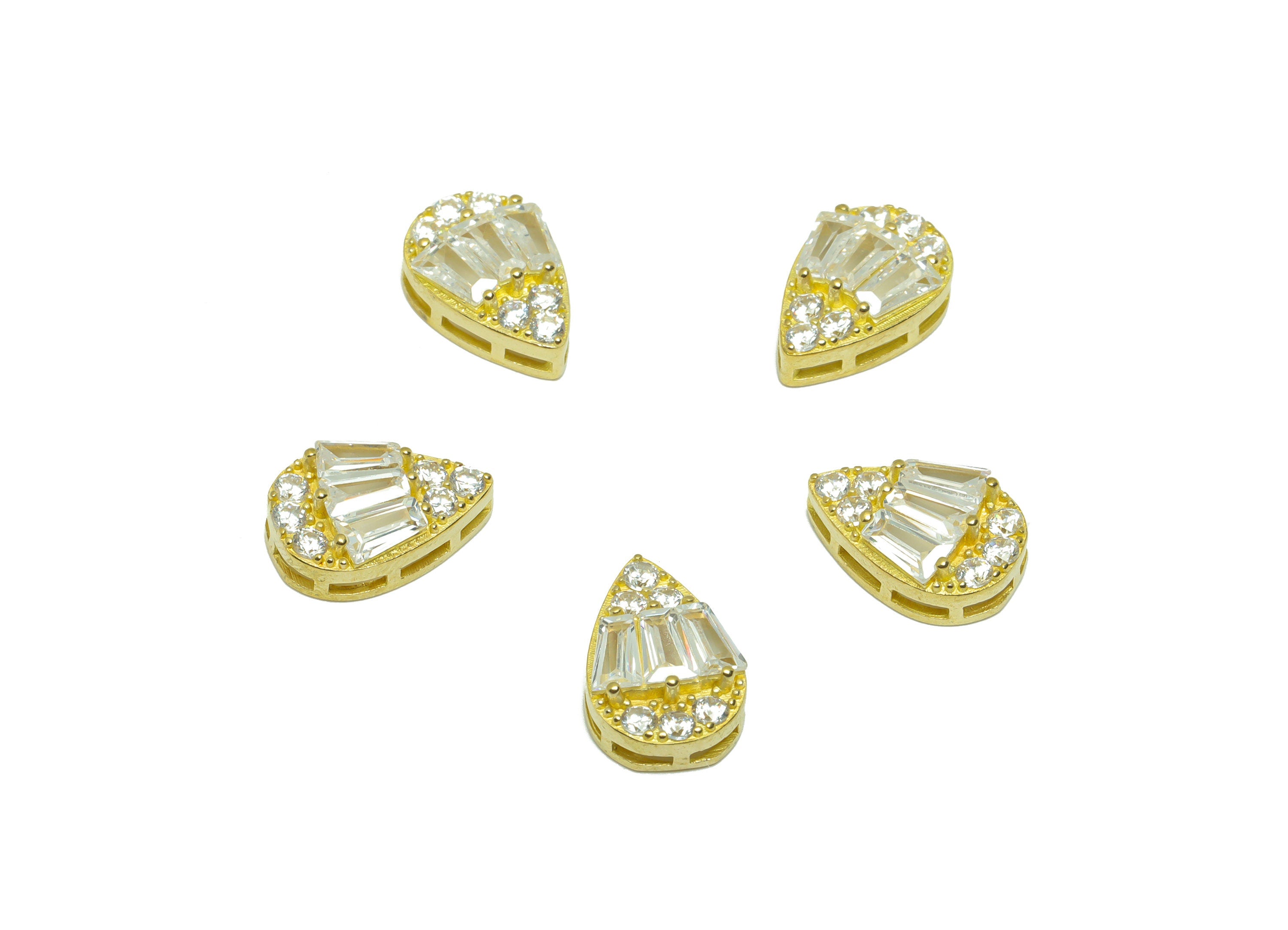 Brass CZ Teardrop Earring Charm - Raw Brass Trapezoid Cubic Zircon Earring Charm - Drop Zircon Earring Charm - 13.5x9x4.8mm - PP9569 - DOMEDBAZAAR