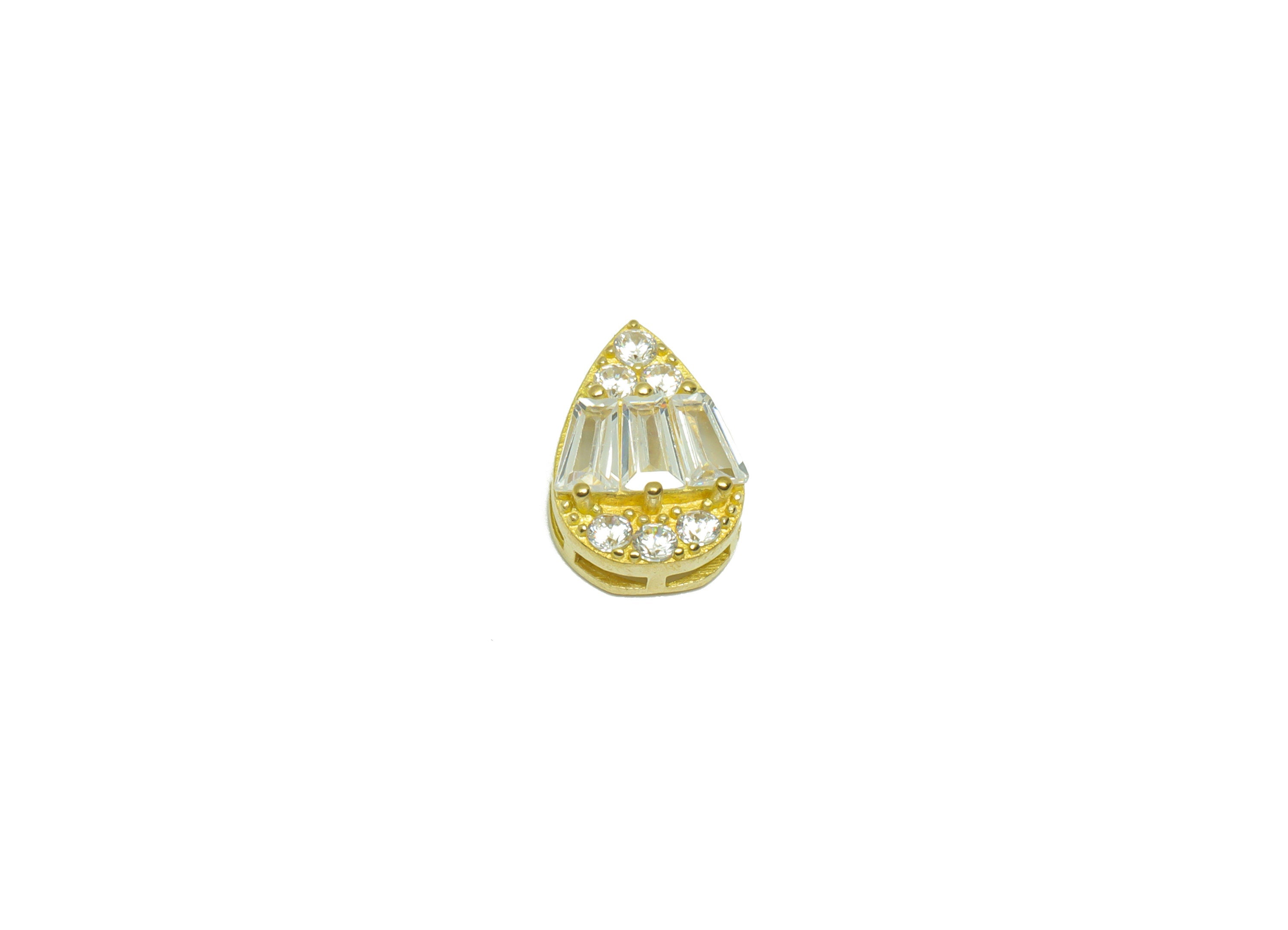 Brass CZ Teardrop Earring Charm - Raw Brass Trapezoid Cubic Zircon Earring Charm - Drop Zircon Earring Charm - 13.5x9x4.8mm - PP9569 - DOMEDBAZAAR
