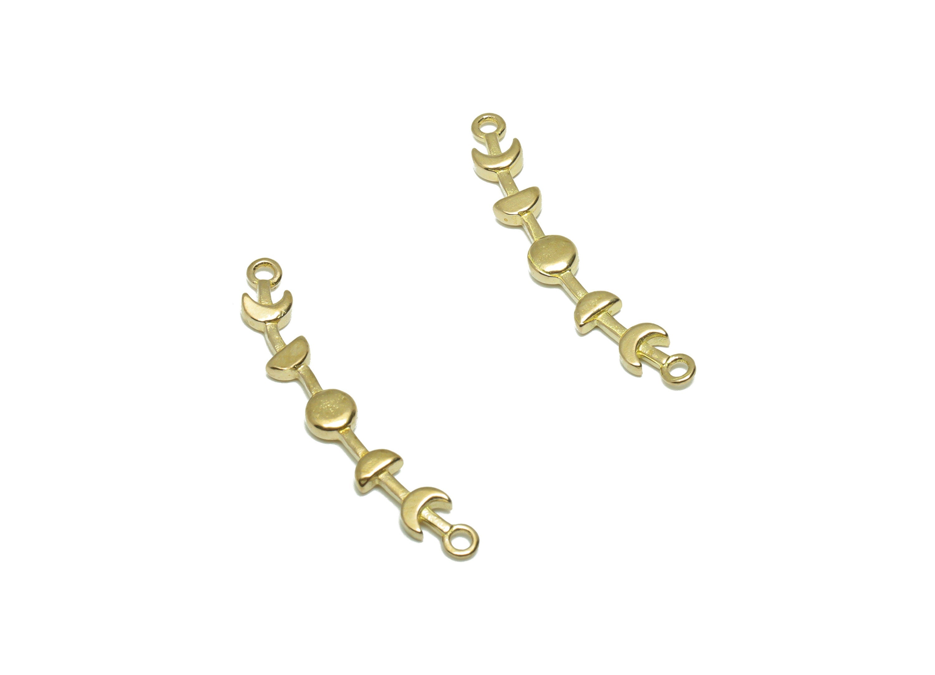 Brass Moon Phase Cycle Pendant - Raw Brass Crescent Earring Connector - Brass Phases of The Moon Necklace Charm - 30x5.5x2.17mm- PP9573 - DOMEDBAZAAR