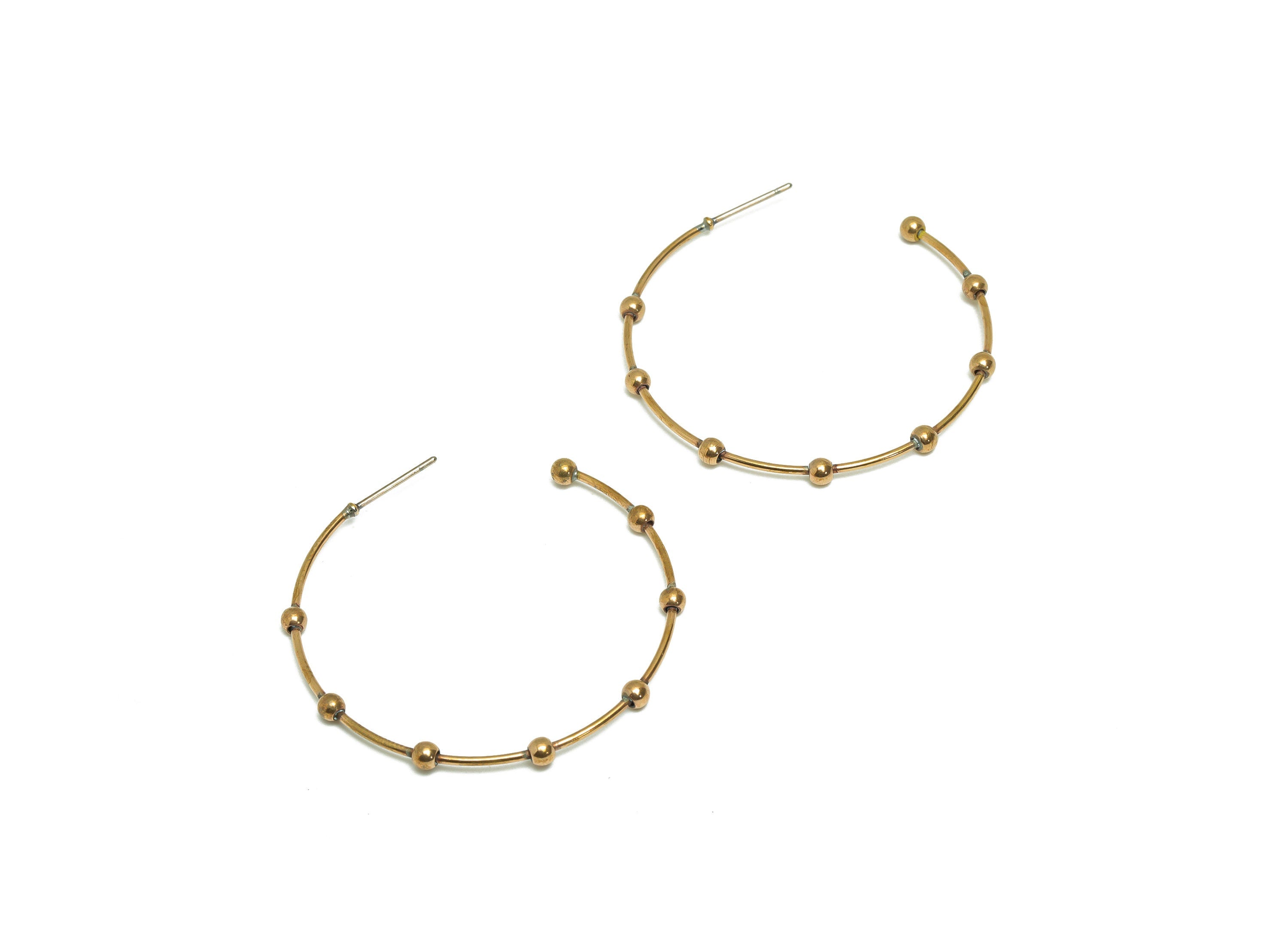 Brass Hoop Earring Stud - Raw Brass Hoop Earring Post - Brass Open Hoop Earring Post - Ball Wire C Hoop Earring - 41.44x40.5x2.8mm - PP9362 - DOMEDBAZAAR