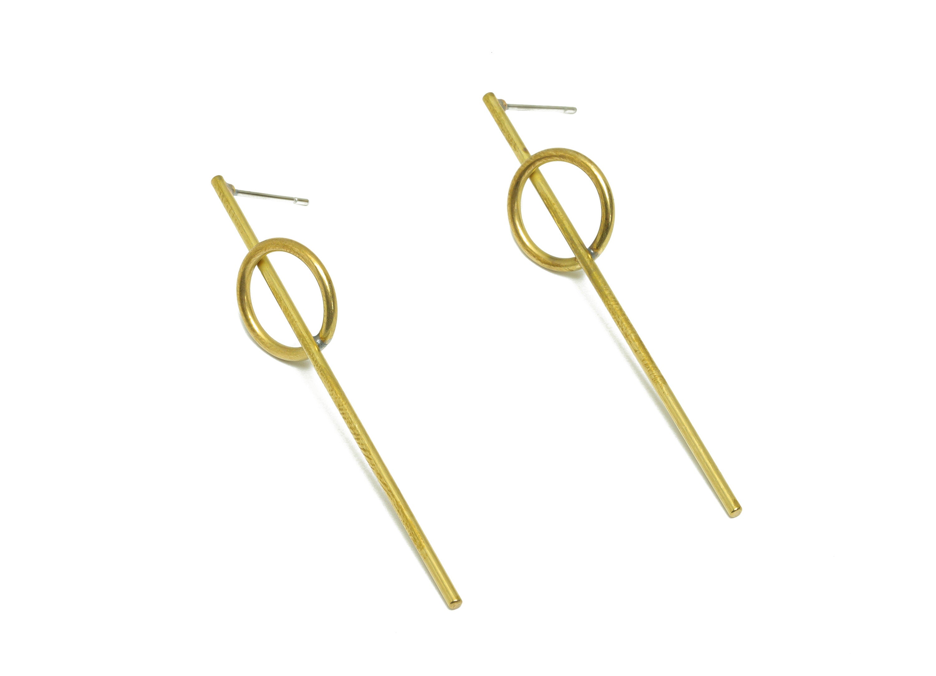 Brass Stick Wire Earring Post - Brass Bar Round Earring Stud - Brass Circle Earring Post - Geometry Earring Post - 56.75x13x1.31mm - PP9358 - DOMEDBAZAAR