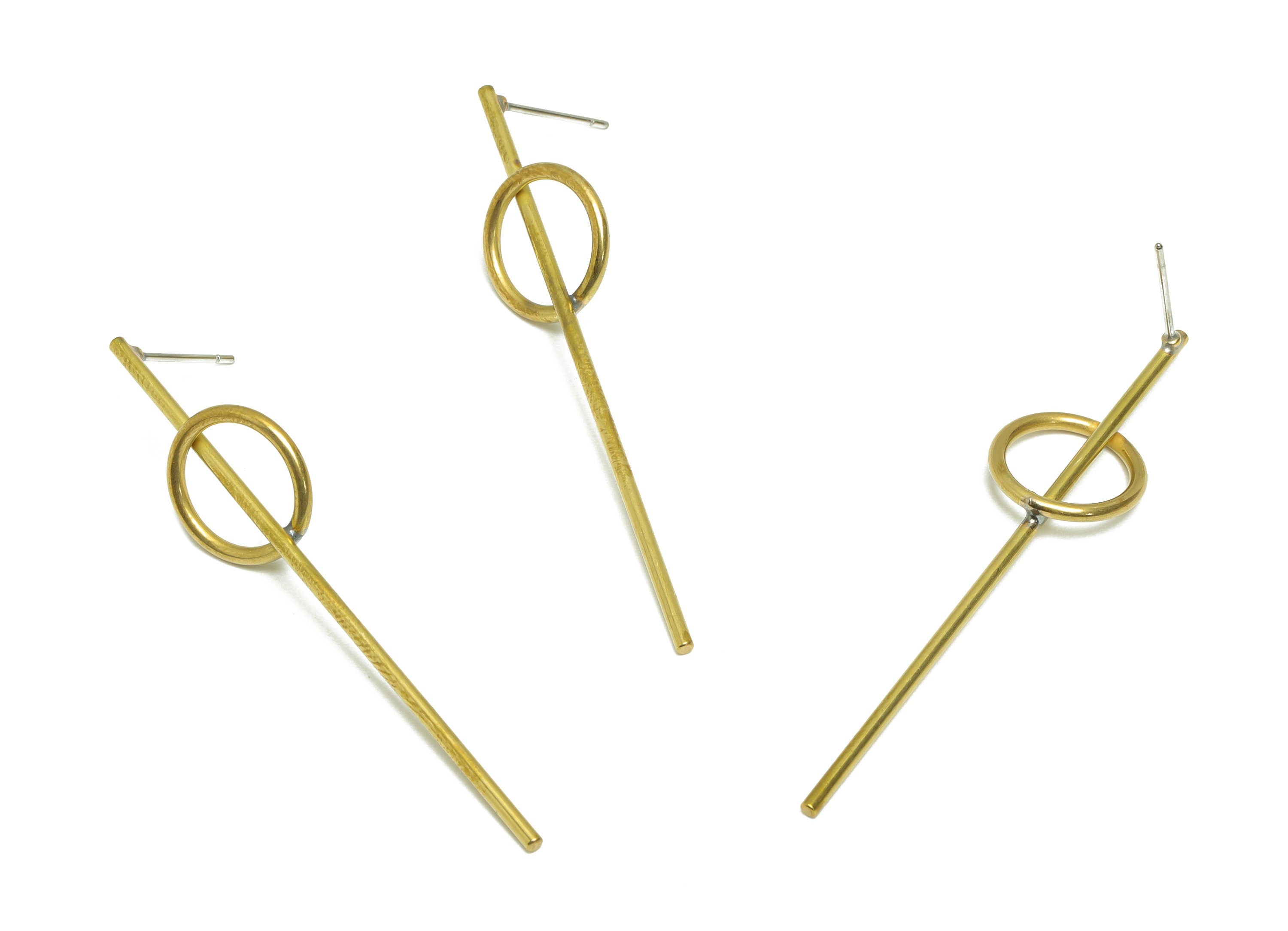 Brass Stick Wire Earring Post - Brass Bar Round Earring Stud - Brass Circle Earring Post - Geometry Earring Post - 56.75x13x1.31mm - PP9358 - DOMEDBAZAAR