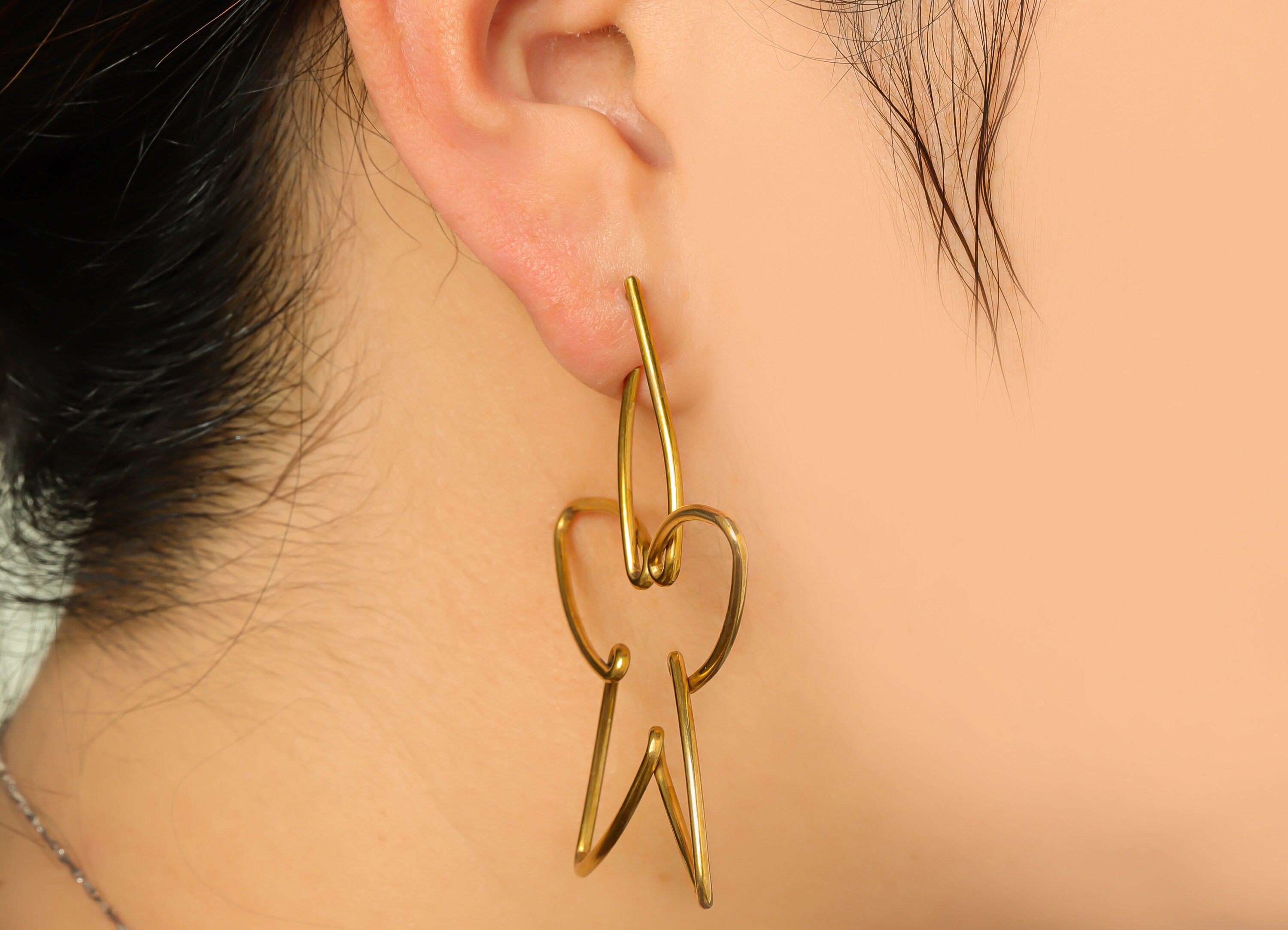 Brass Flower Wire Earring Stud - Raw Brass Wire Earring Post - Brass Star Earring Post - Flower Earring Post - 57.64x52.2x1.4mm - PP9348 - DOMEDBAZAAR