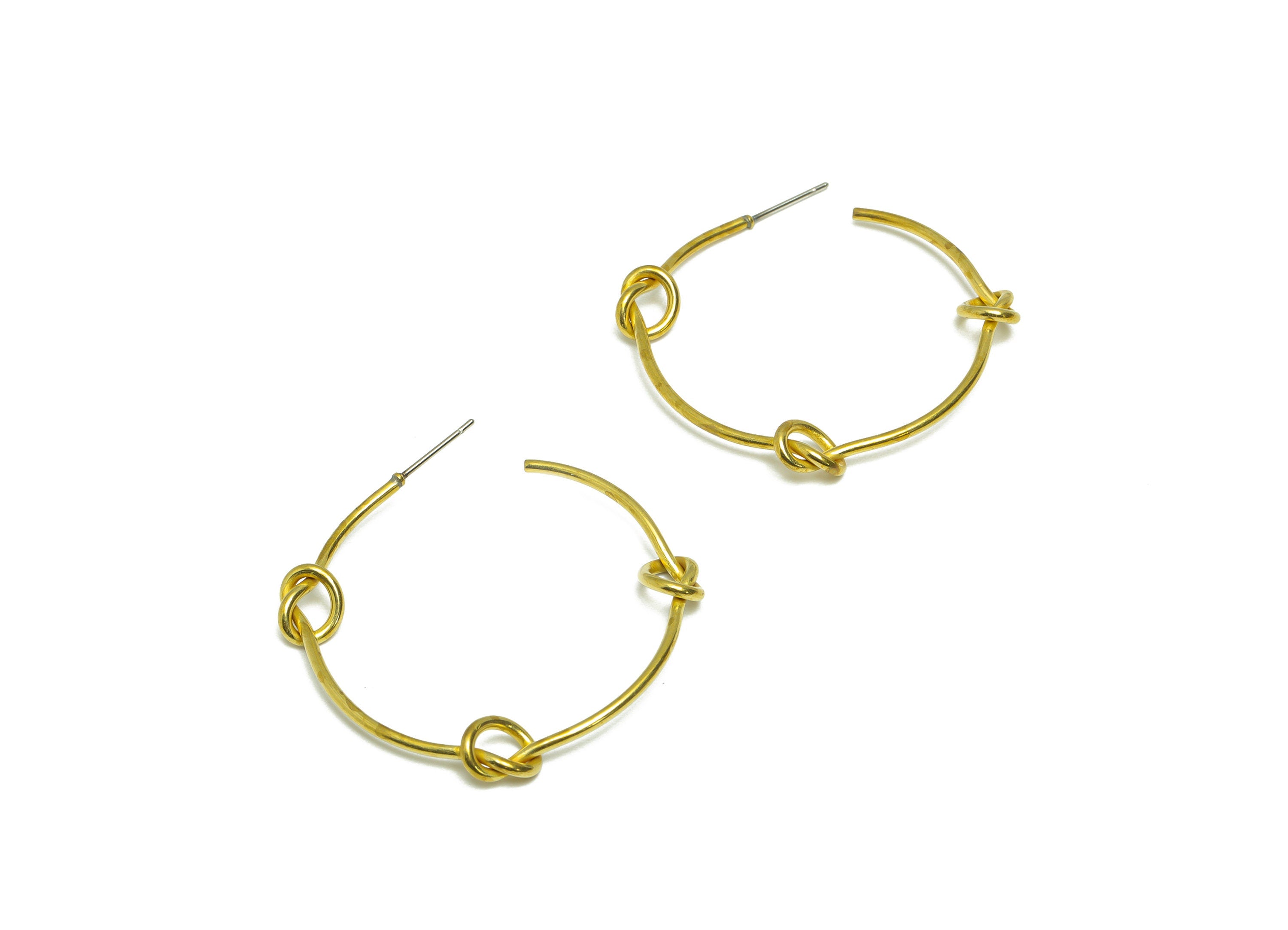 Brass Knot Wire Hoop Earring Stud - Raw Brass Hoop Earring Post - Brass Hoop Earring Post - Knot Wire C Hoop Earring - 44x41x1mm - PP9355 - DOMEDBAZAAR