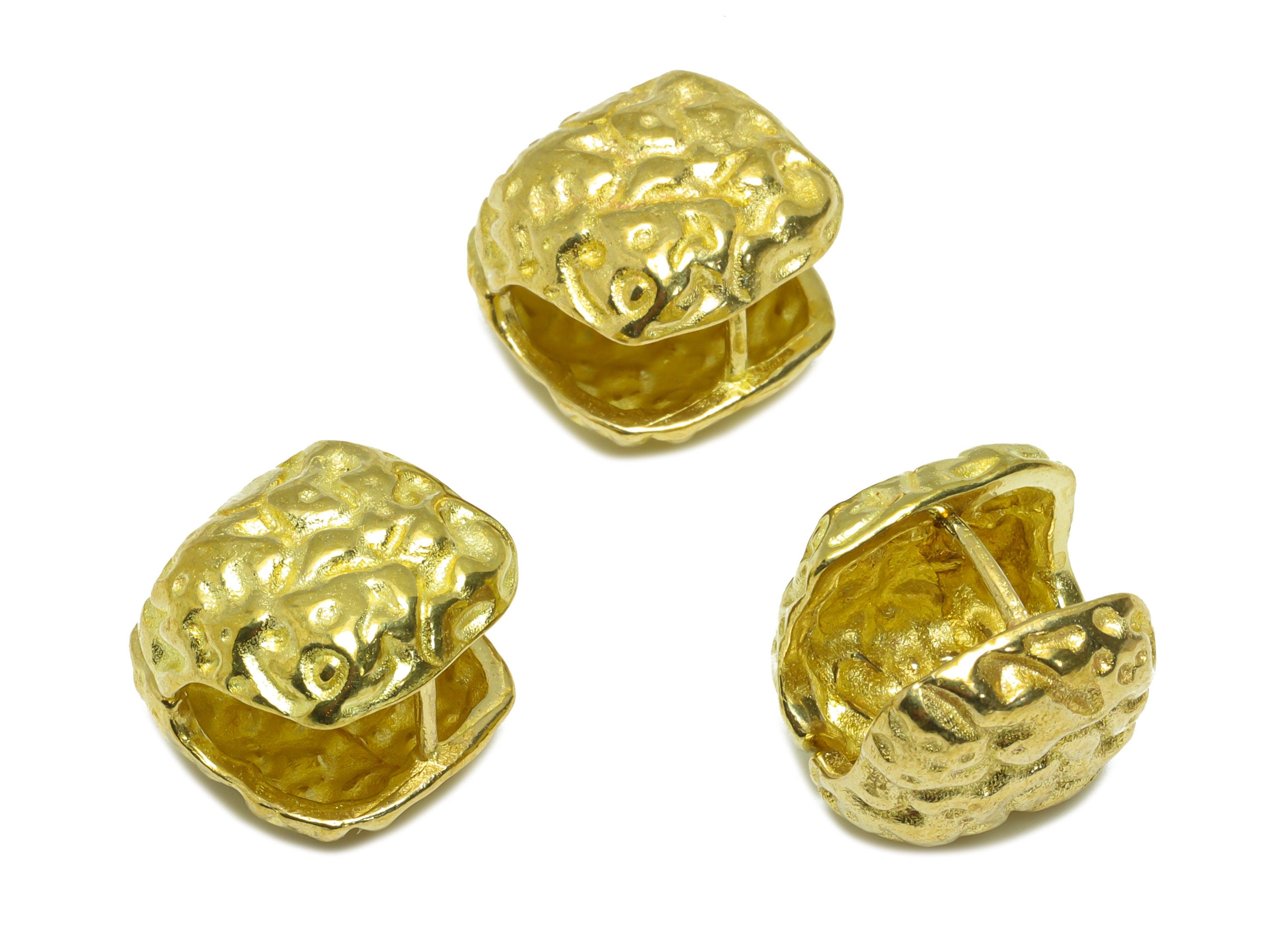 Textured Huggie Hoop Earring - Raw Brass Cube Earring - Brass Geometry Huggie Hoop Earring - Brass Huggie Hoop - 15.72x16x5mm - PP9524 - DOMEDBAZAAR