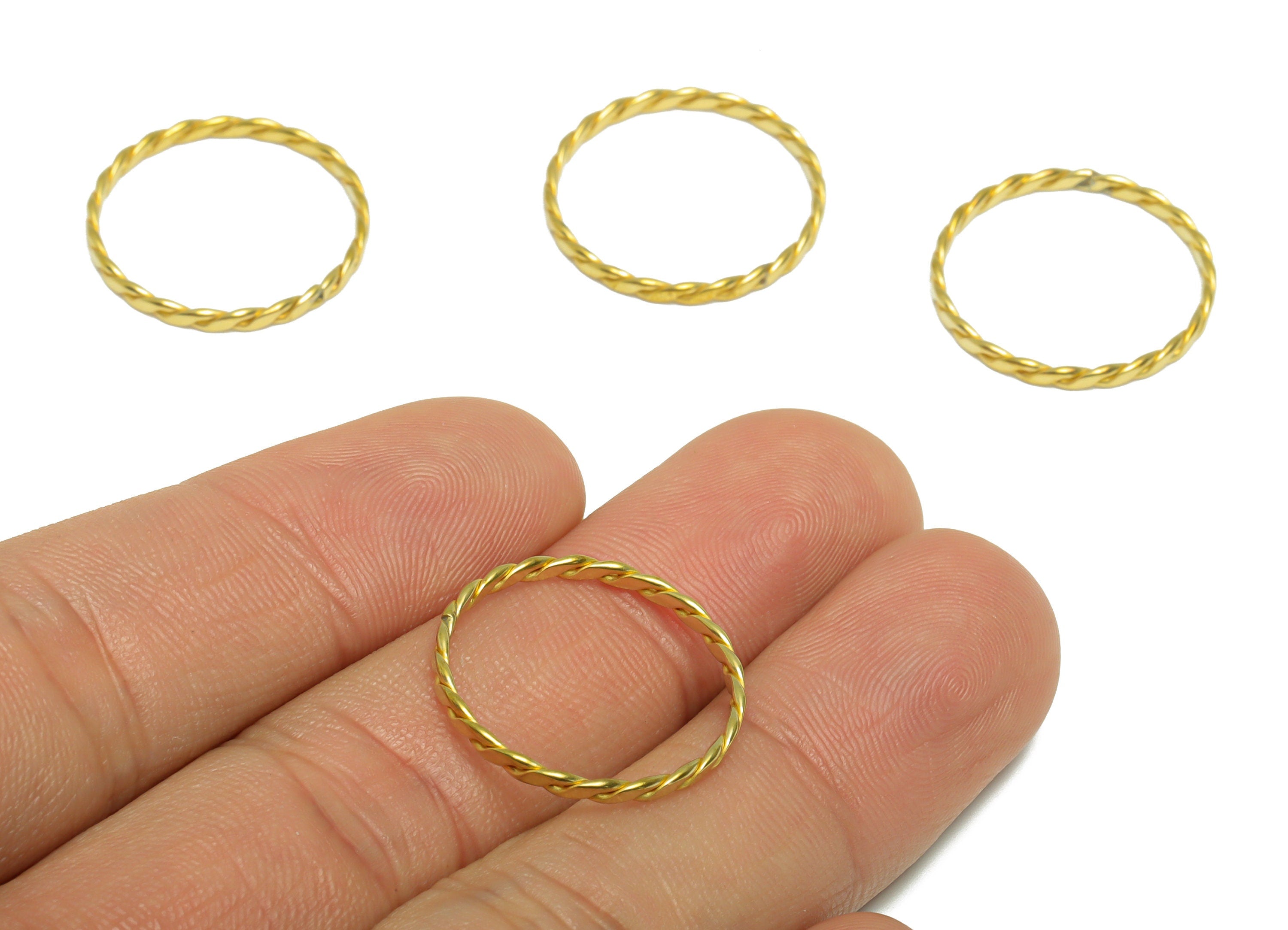 Hammered Twisted Chian Ring - Raw Brass Ring Settings - Brass Chain Rings - Brass Rope Chian Rope Rings - 20.4x20.45x1.95mm - PP9375 - DOMEDBAZAAR