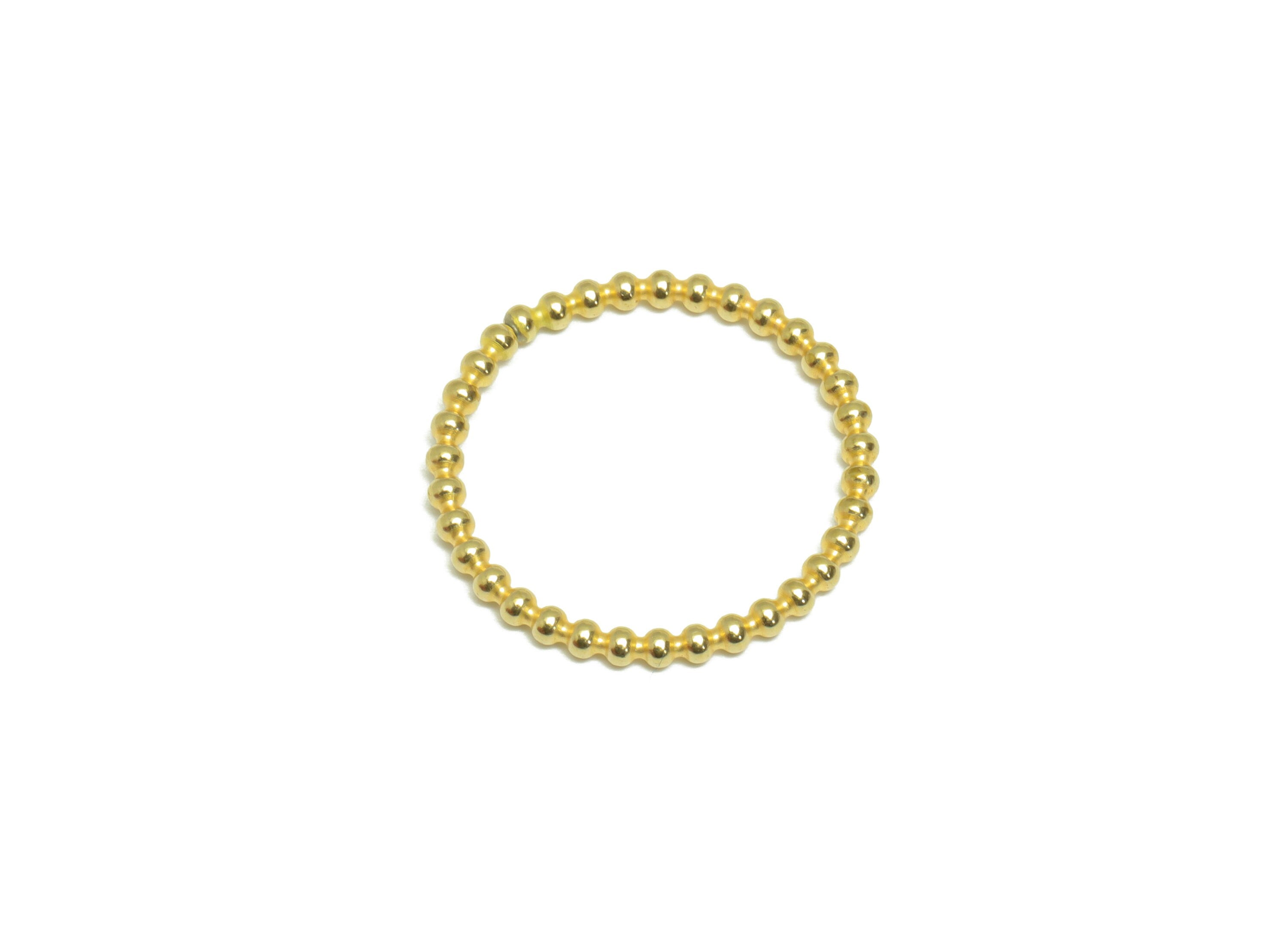 18mm Ball Wire Chian Ring - Raw Brass Dainty Beaded Band - Brass Solid Gold Thin Ring - Brass Beaded Ring - 22x22x1.75mm - PP9406 - DOMEDBAZAAR