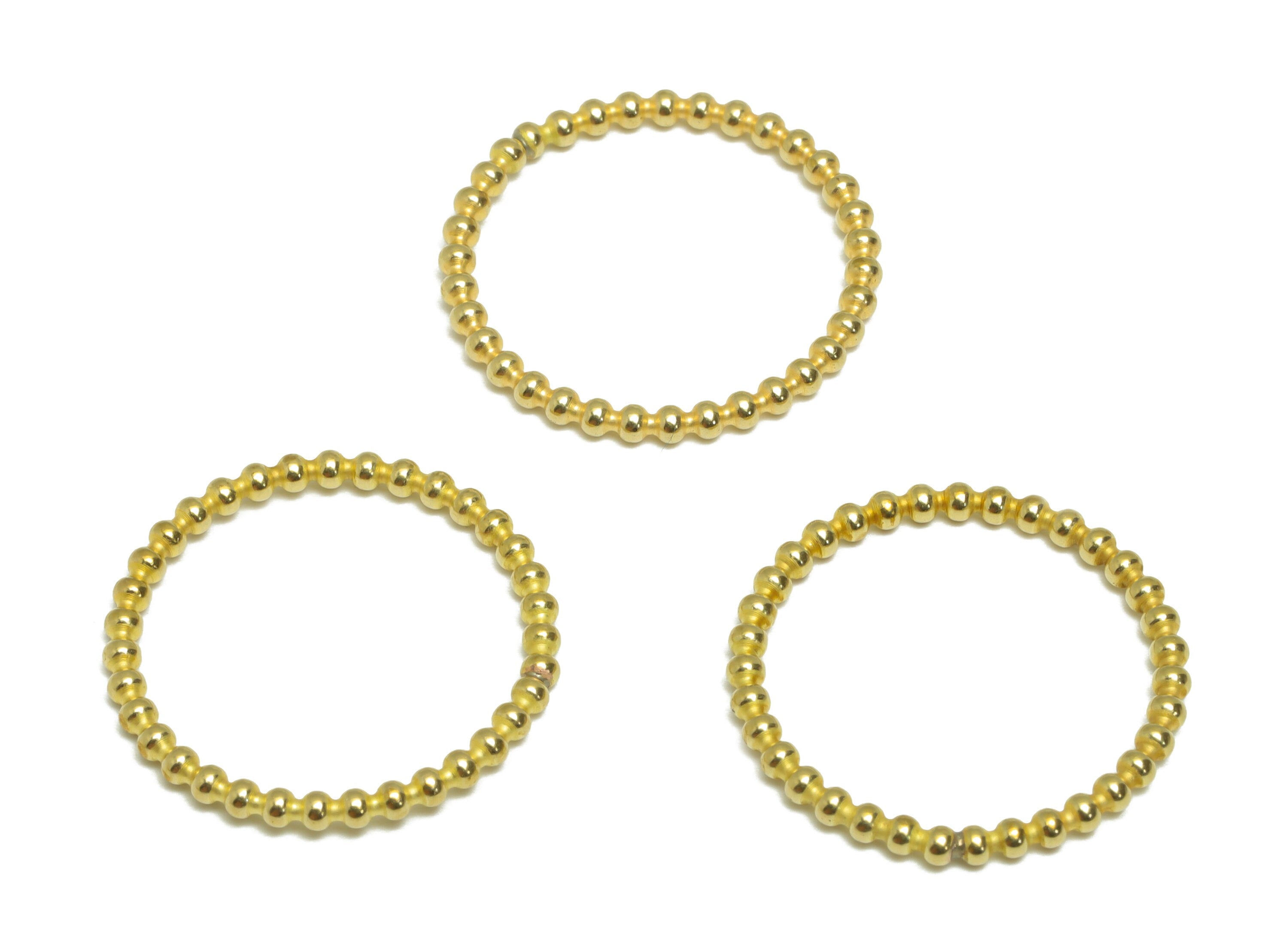18mm Ball Wire Chian Ring - Raw Brass Dainty Beaded Band - Brass Solid Gold Thin Ring - Brass Beaded Ring - 22x22x1.75mm - PP9406 - DOMEDBAZAAR