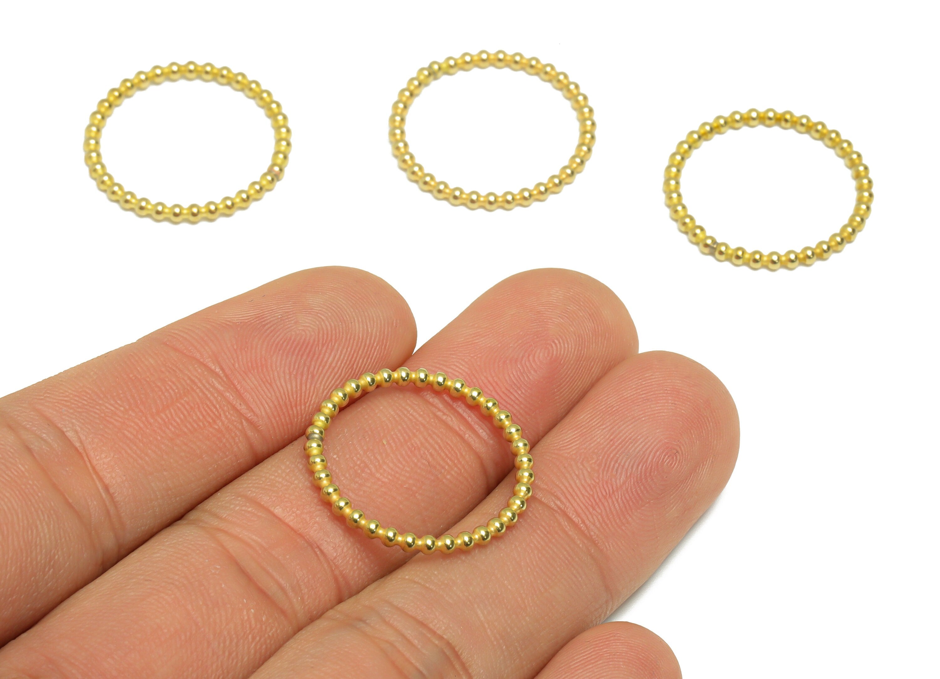 18mm Ball Wire Chian Ring - Raw Brass Dainty Beaded Band - Brass Solid Gold Thin Ring - Brass Beaded Ring - 22x22x1.75mm - PP9406 - DOMEDBAZAAR