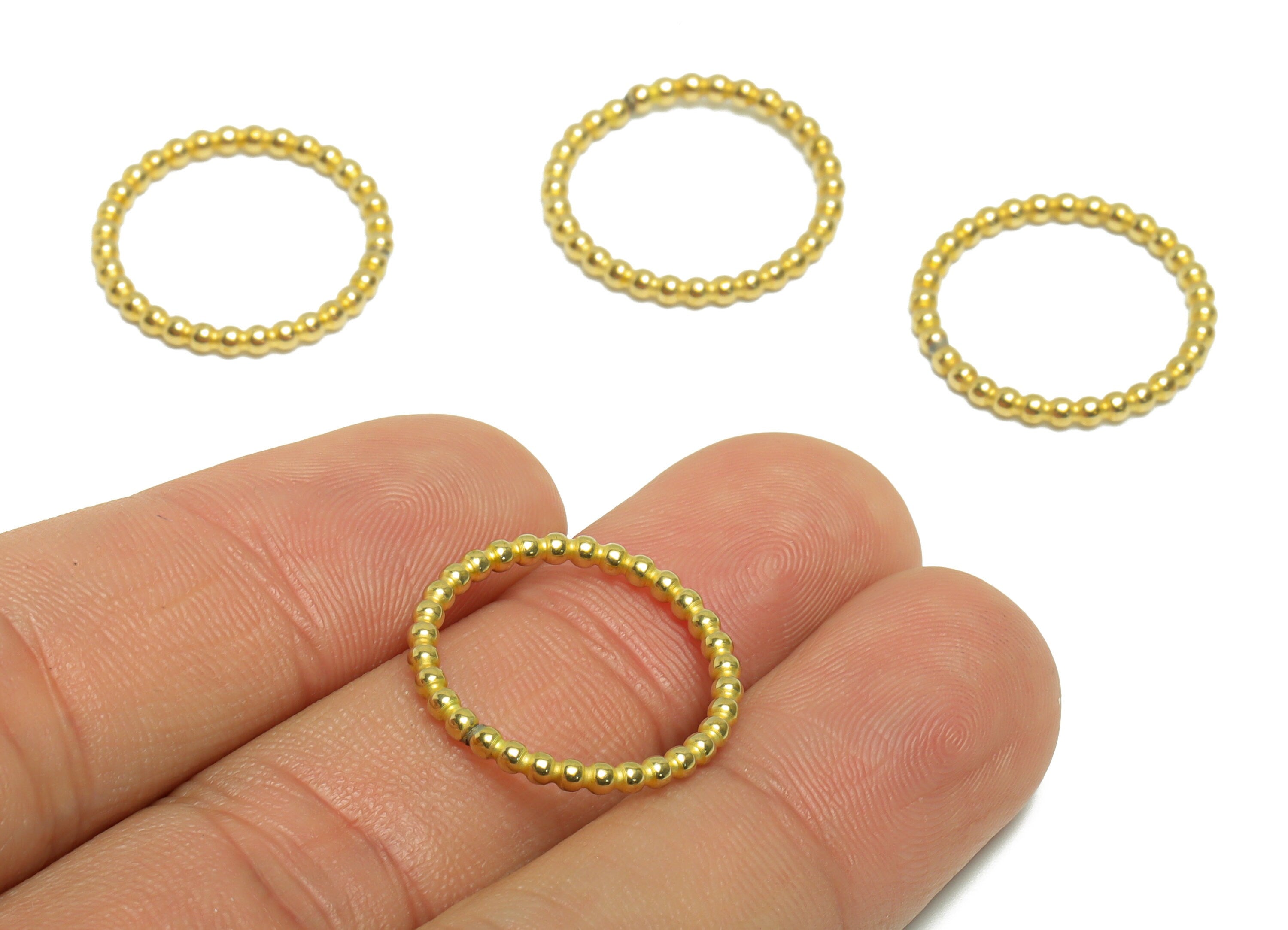16mm Ball Wire Chian Ring - Raw Brass Dainty Beaded Band - Brass Solid Gold Thin Ring - Brass Beaded Ring - 20x20x1.76mm - PP9404 - DOMEDBAZAAR