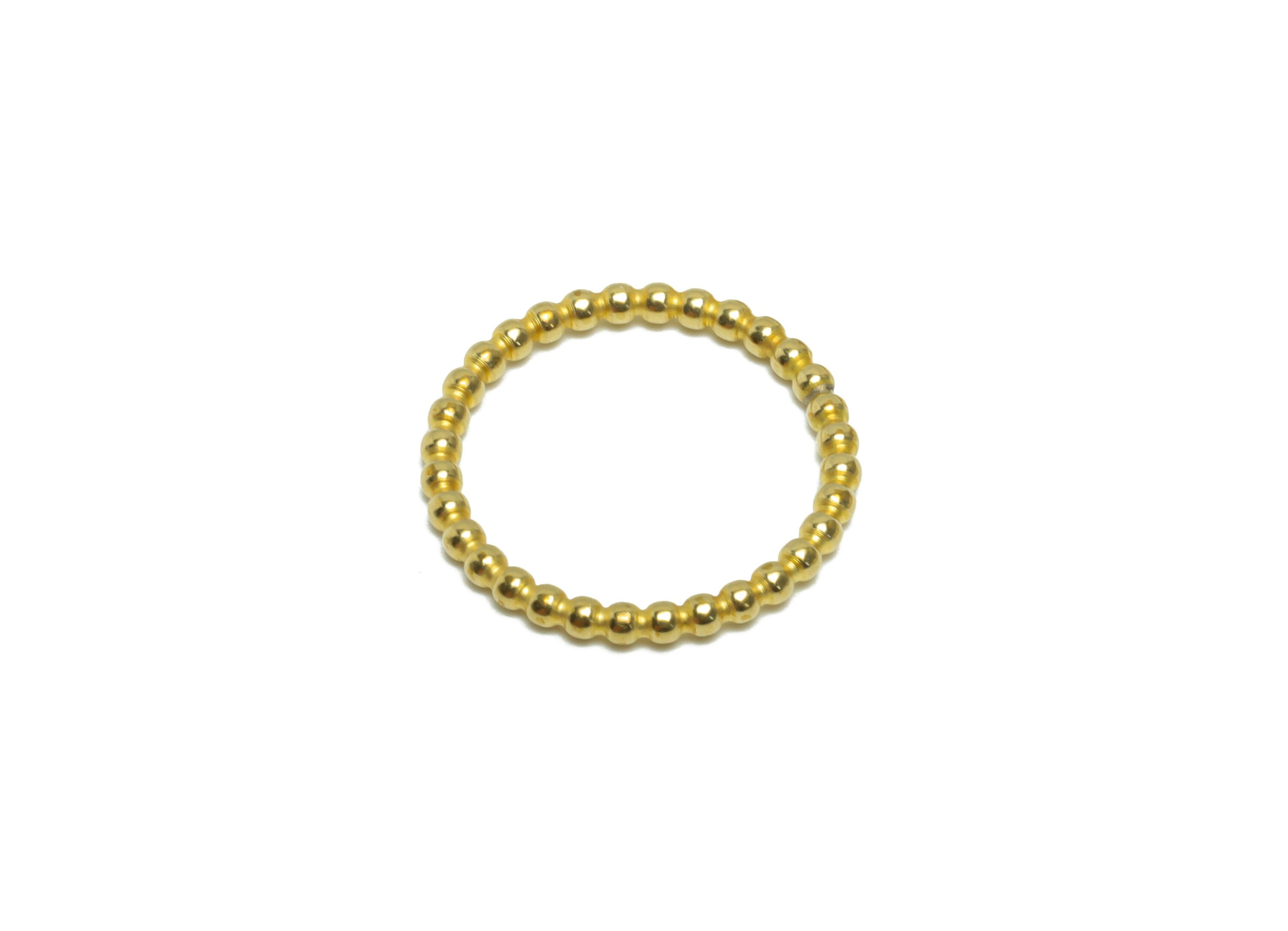 16mm Ball Wire Chian Ring - Raw Brass Dainty Beaded Band - Brass Solid Gold Thin Ring - Brass Beaded Ring - 20x20x1.76mm - PP9404 - DOMEDBAZAAR
