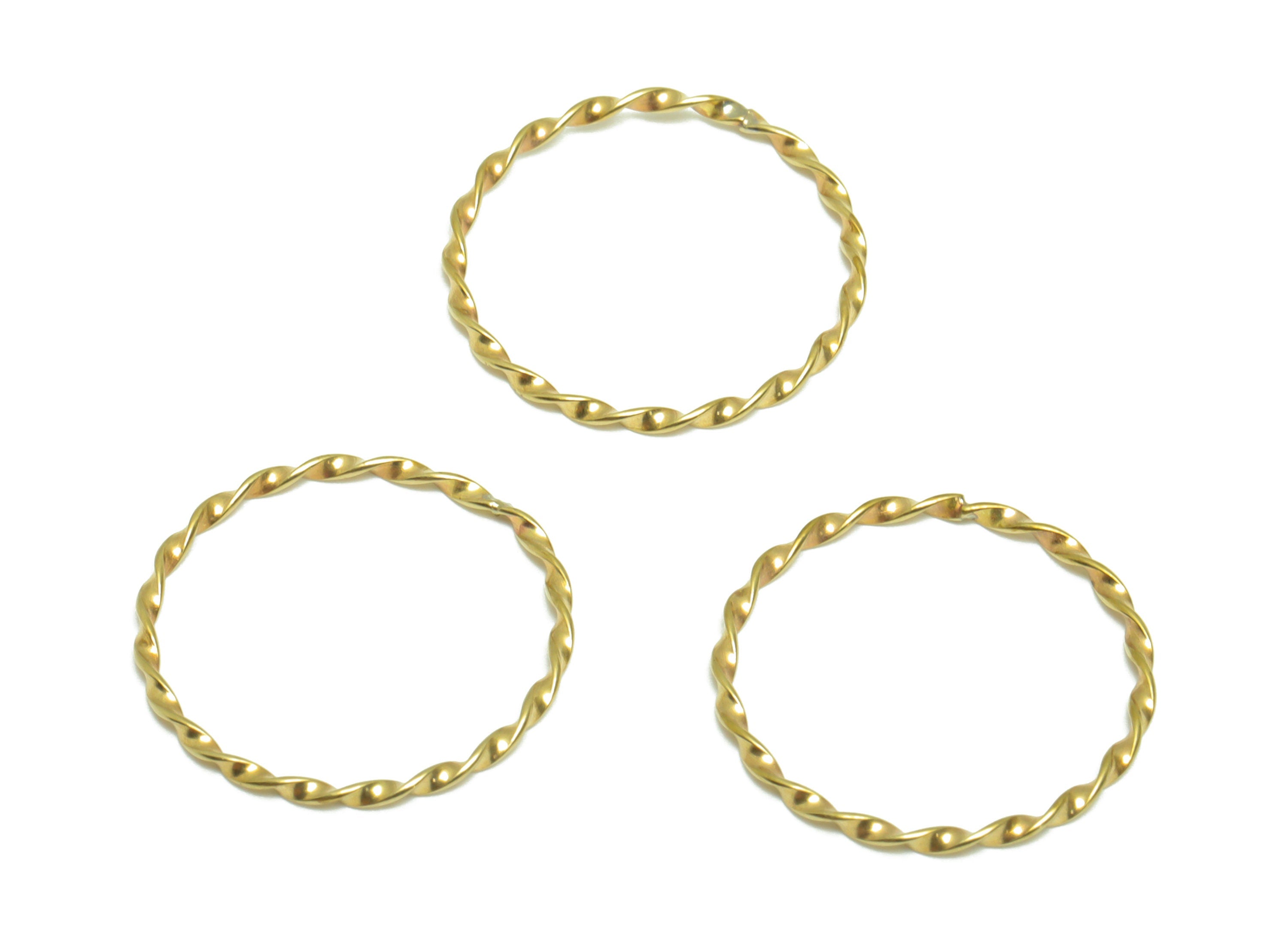 Hammered Twisted Chain Ring - Raw Brass Ring - Brass Chain Rings - Brass Rope Chian Rope Rings - 18.3x18.3x0.99mm - PP9367 - DOMEDBAZAAR