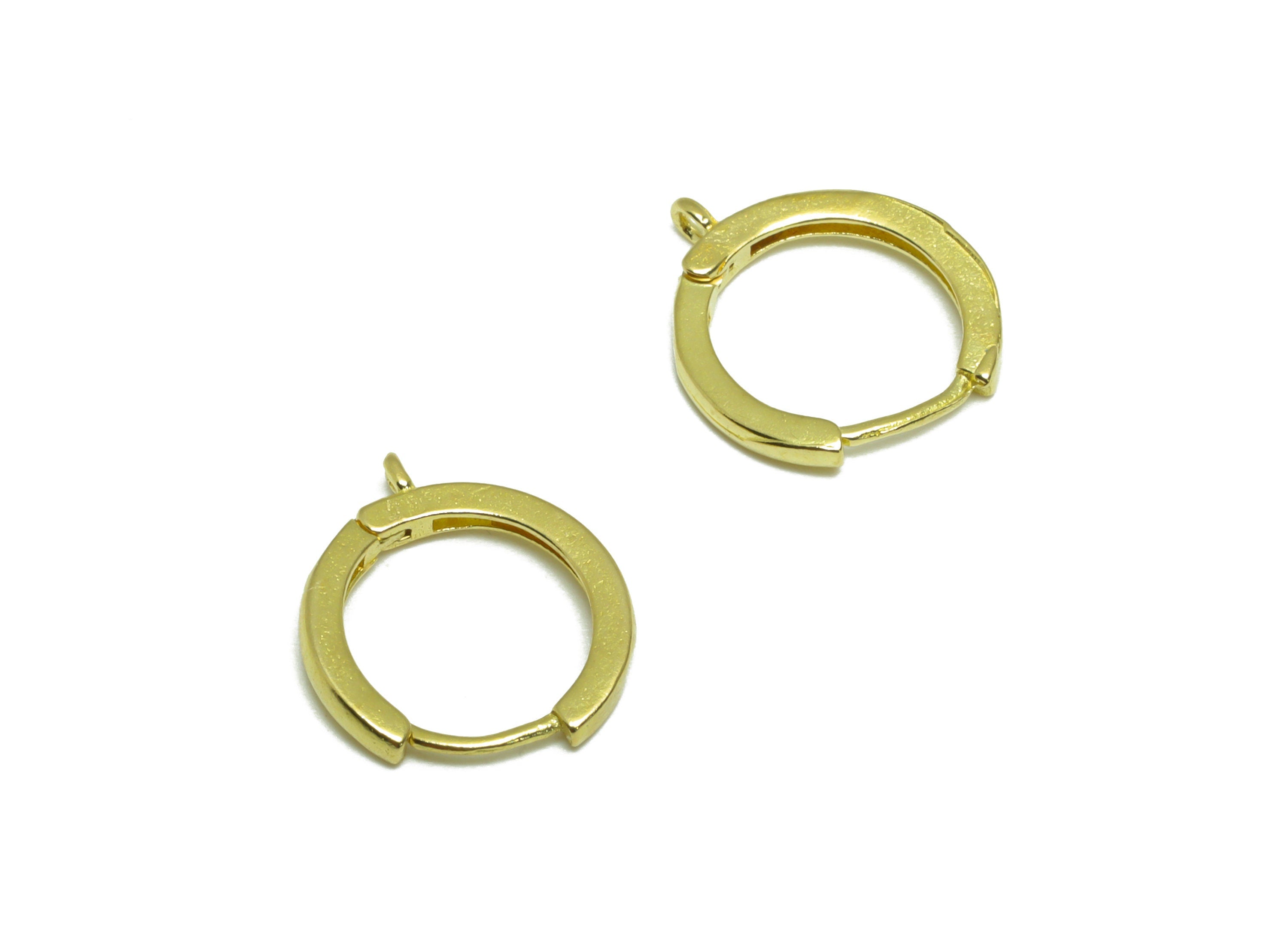 Round Huggie Hoop Earring - Raw Brass Mini Earring Clasp - Brass Circle Clasp Earring - Clasp Huggie Earring - 12.91x11.29x1.73mm - PP9489 - DOMEDBAZAAR