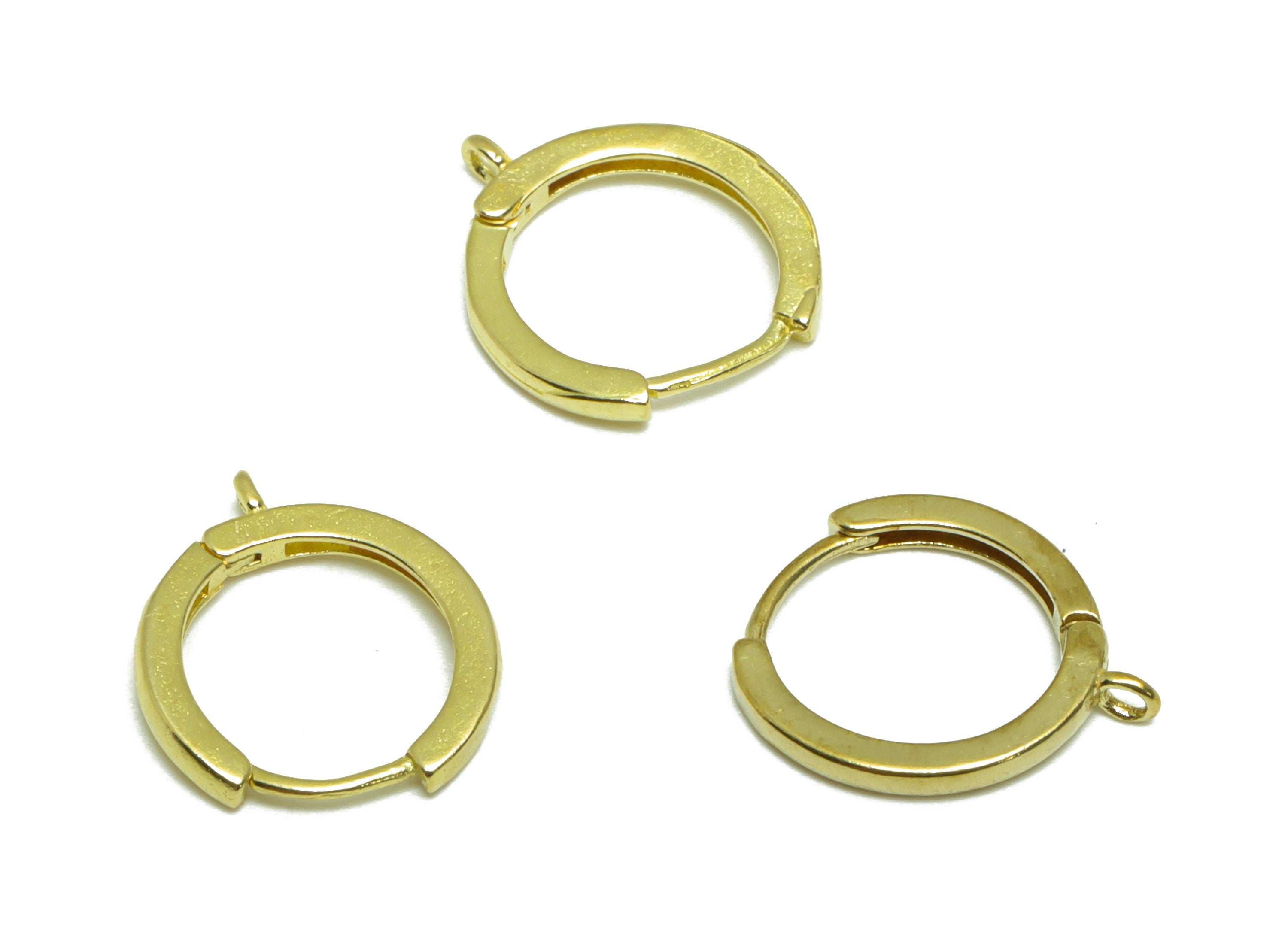 Round Huggie Hoop Earring - Raw Brass Mini Earring Clasp - Brass Circle Clasp Earring - Clasp Huggie Earring - 12.91x11.29x1.73mm - PP9489 - DOMEDBAZAAR