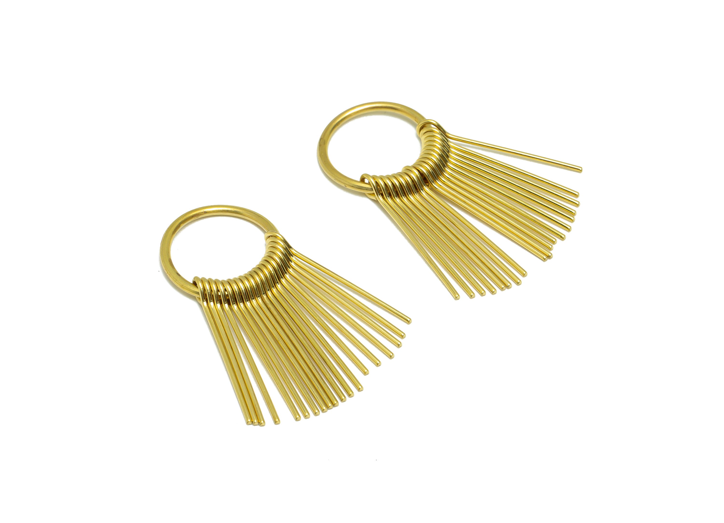 Round Wire Tassel Earring Charm - Brass Circle Wire Earring Charm - Dangle Wire 19 Earring Charm - Dangle Tassel Charm - 39x17x1mm - PP9342 - DOMEDBAZAAR