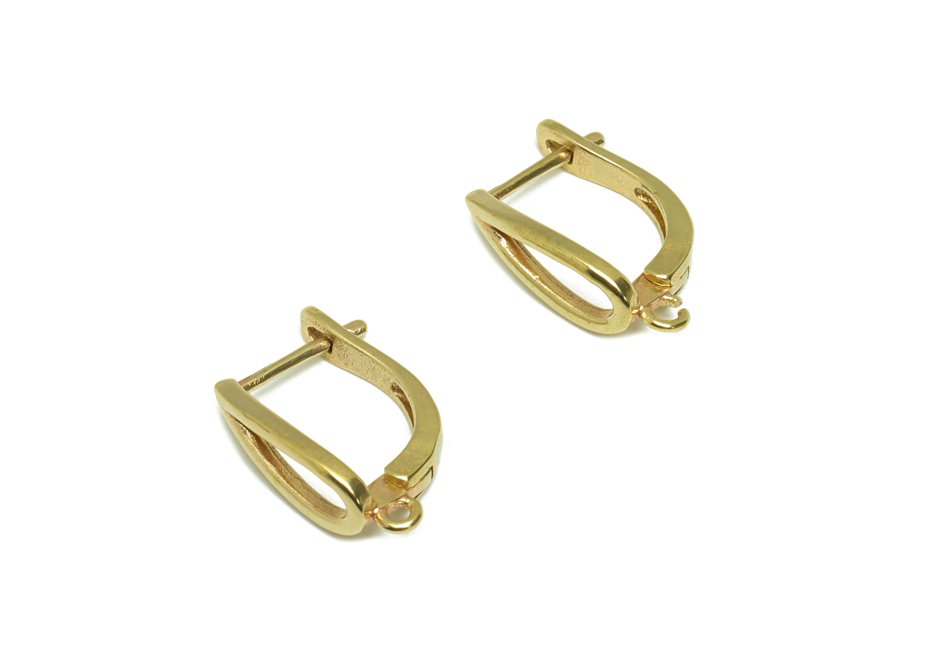 Gold Teardrop Hoop Earring - Brass Teardrop English Lock Earring - Raw Brass Drop Hoop Earring - Geometry Earring - 17.66x10x1mm -PP9498 - DOMEDBAZAAR