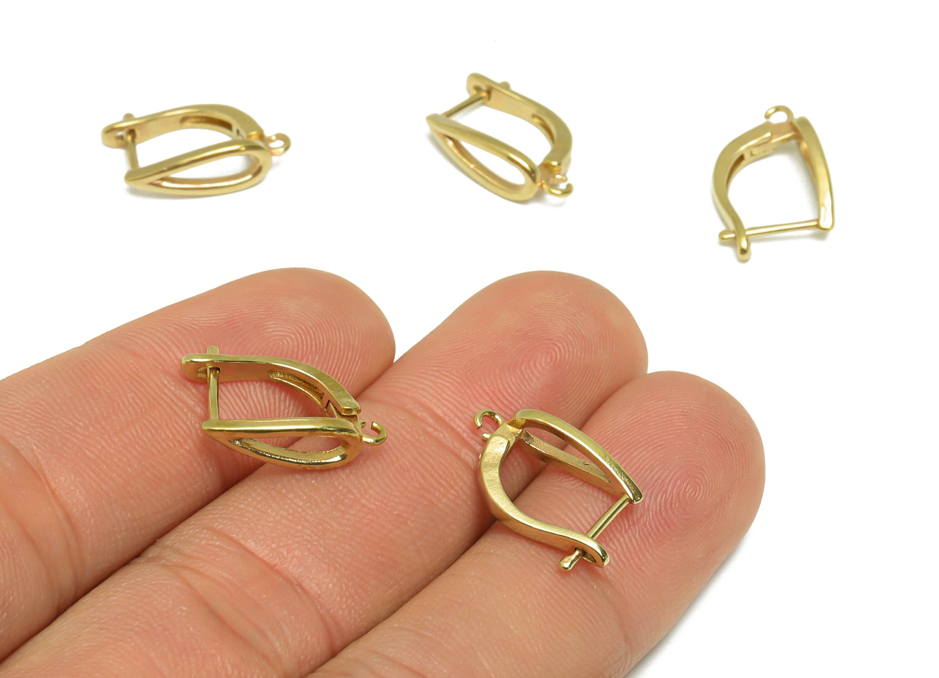 Gold Teardrop Hoop Earring - Brass Teardrop English Lock Earring - Raw Brass Drop Hoop Earring - Geometry Earring - 17.66x10x1mm -PP9498 - DOMEDBAZAAR