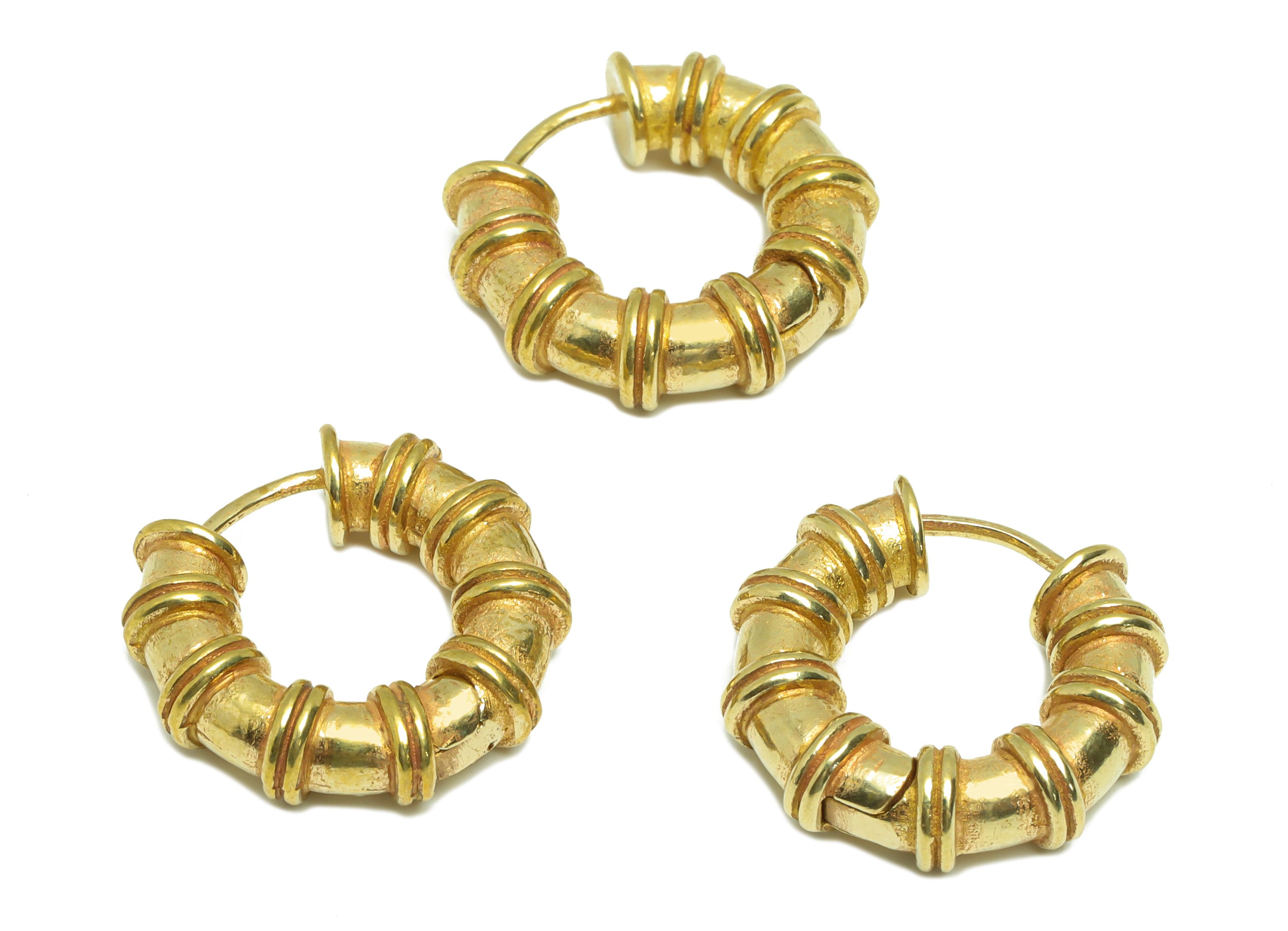 Brass Thick Huggie Hoop Earring - Raw Brass Textured Earring Clasp - Pipeline Hoop Clasp Earring - Thick Hoop Earring - 21x19x6mm - PP9214 - DOMEDBAZAAR