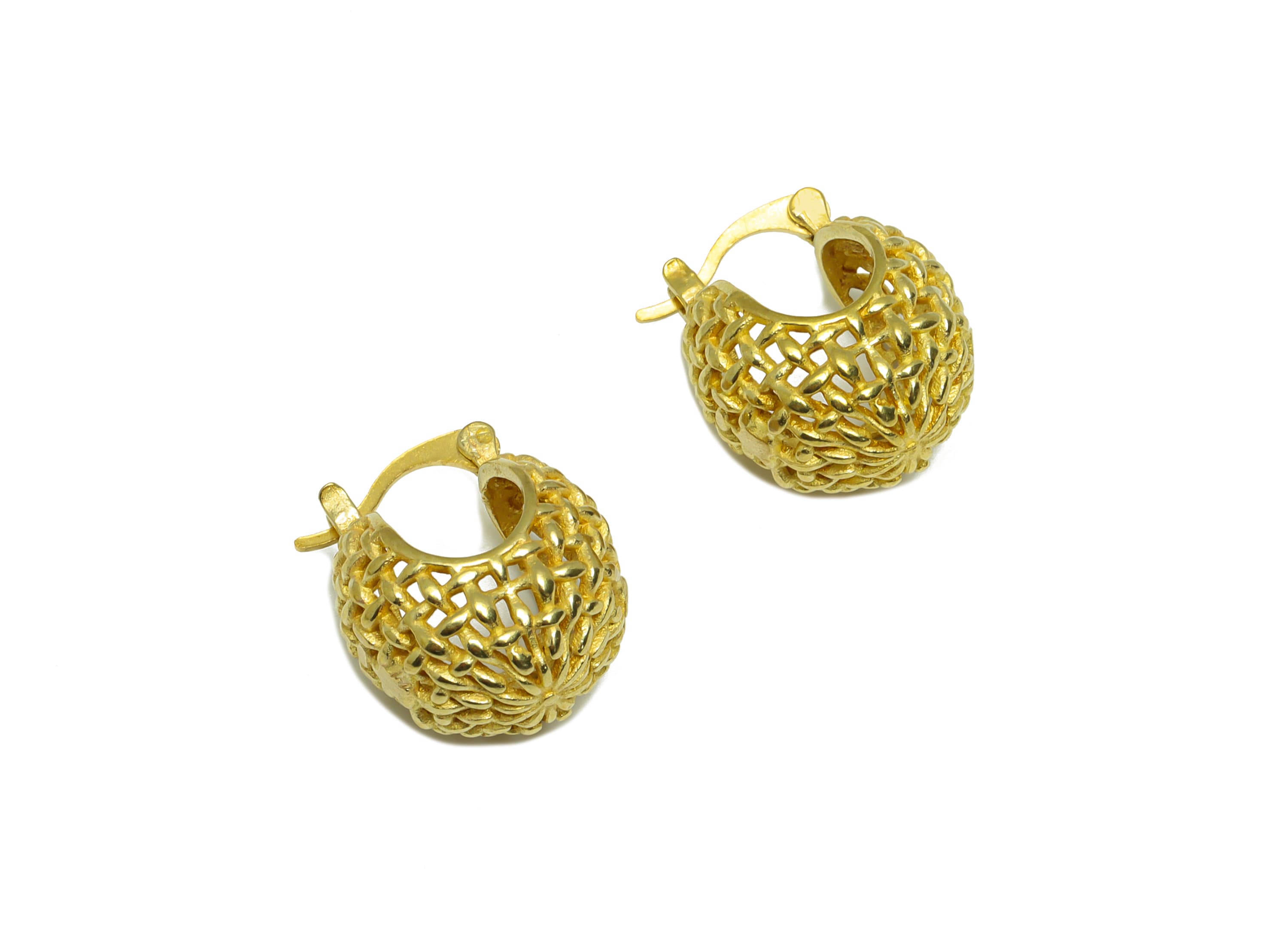 Brass Oval Hinged Back Earring - Raw Brass Basket Mesh Back Earring - Wire Hoop Back Earring - Hoop Wire Back Earring - 17x14x11mm - PP9201 - DOMEDBAZAAR