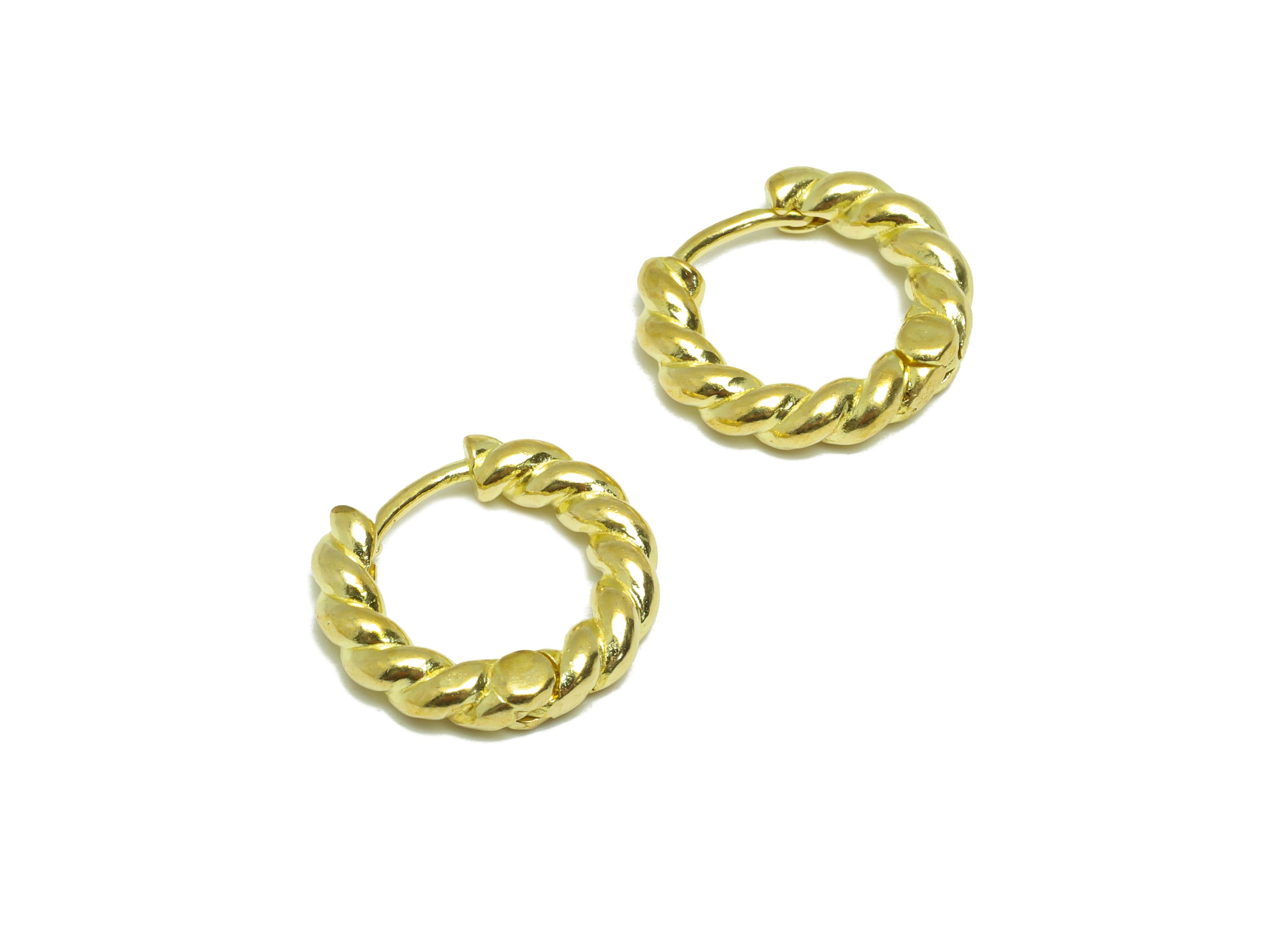16mm Brass Twisted Huggie Hoop Earring - Raw Brass Twisted Wire Earring Clasp - Brass Clasp Earring - Rope Hoop Earring - 16x15x3mm-PP9192 - DOMEDBAZAAR