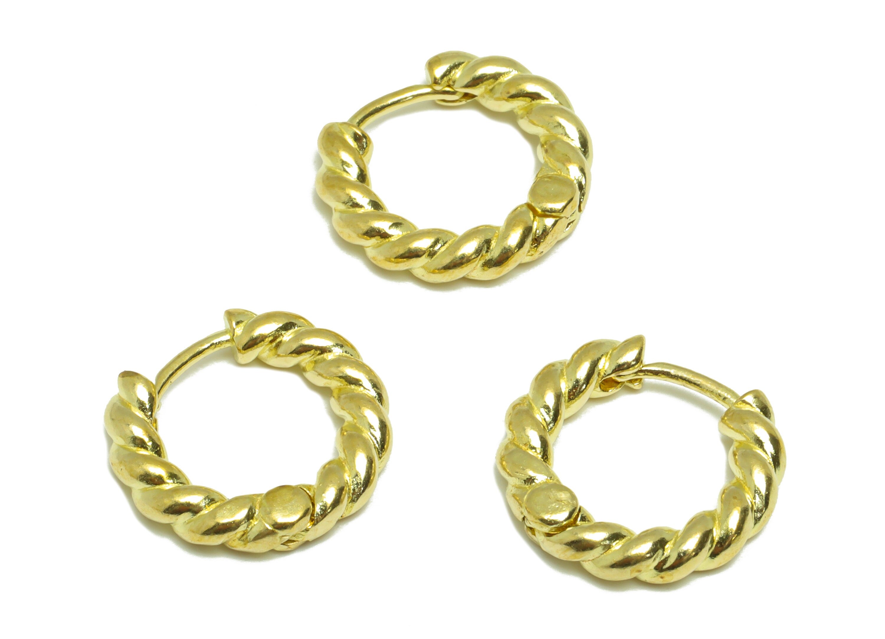 16mm Brass Twisted Huggie Hoop Earring - Raw Brass Twisted Wire Earring Clasp - Brass Clasp Earring - Rope Hoop Earring - 16x15x3mm-PP9192 - DOMEDBAZAAR