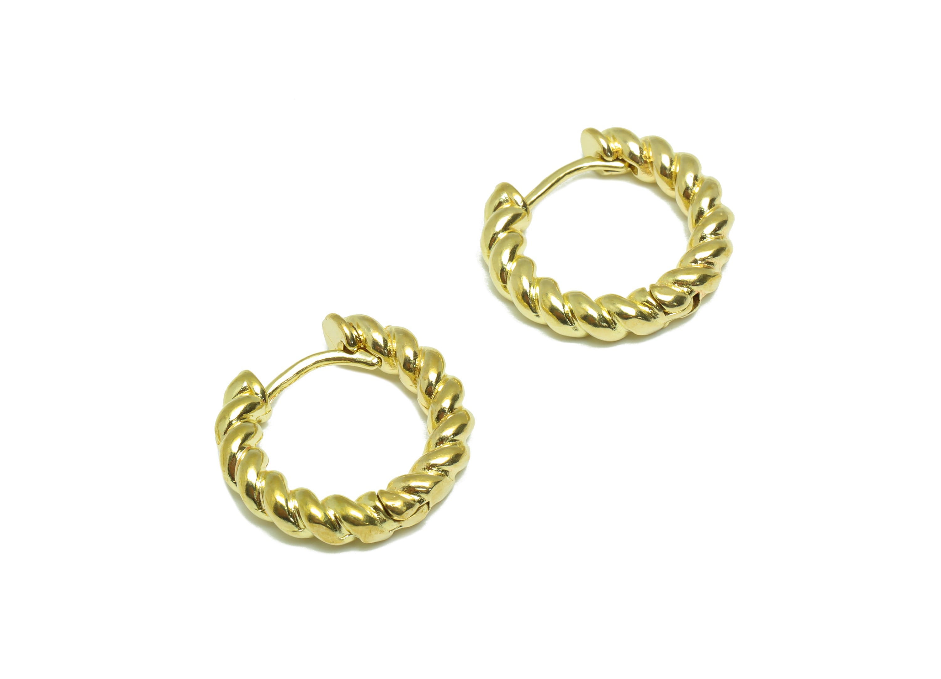 Brass Twisted Huggie Hoop Earring - Raw Brass Twisted Wire Earring Clasp - Brass Clasp Earring - Rope Hoop Earring - 19.63x19x3mm - PP9193 - DOMEDBAZAAR