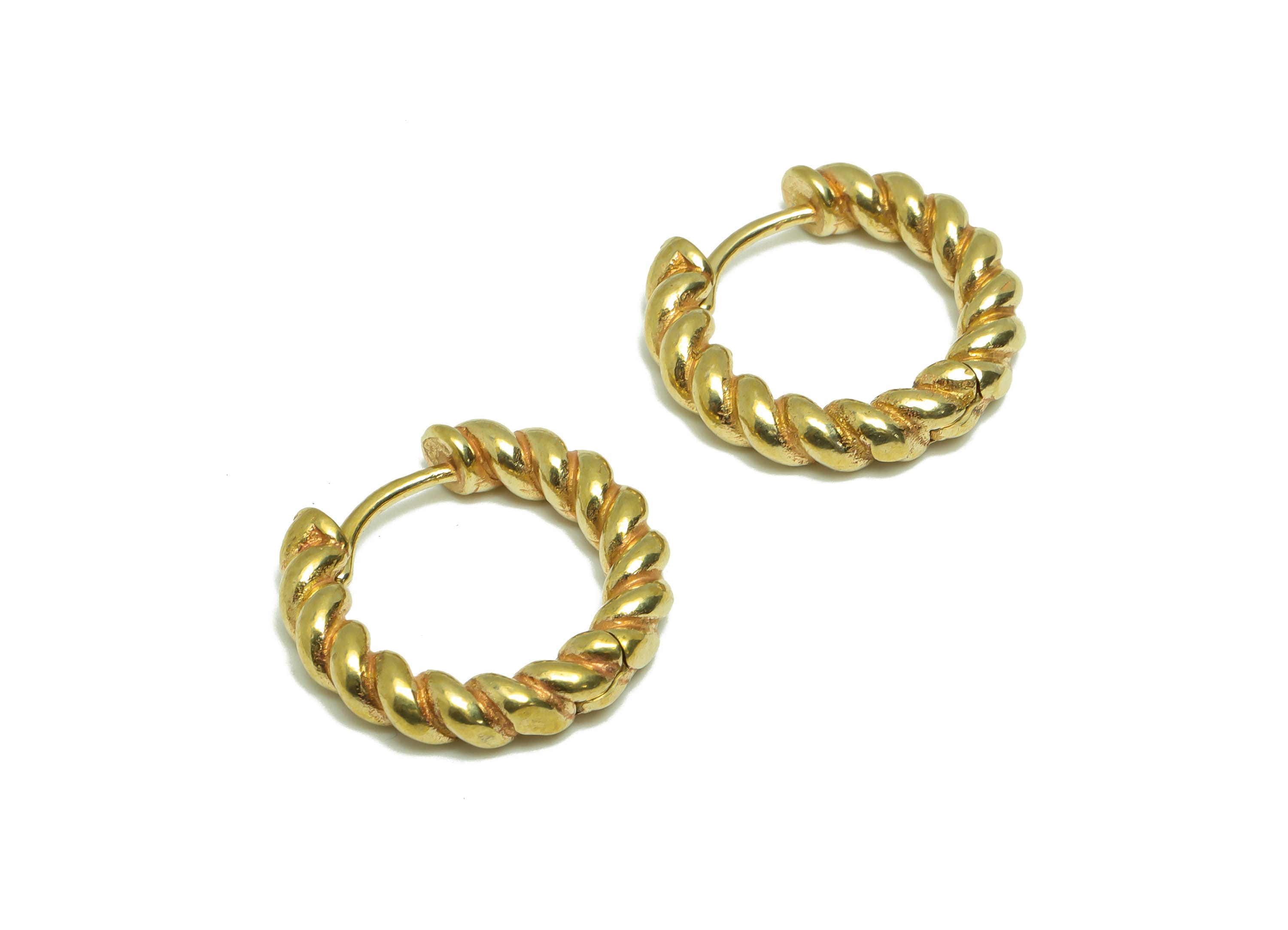 Brass Rope Wire Huggie Hoop - Raw Brass Twisted Wire Earring Clasp - Brass Hoop Clasp Earring - Rope Hoop Earring - 21x 20x4.25mm - PP9170 - DOMEDBAZAAR
