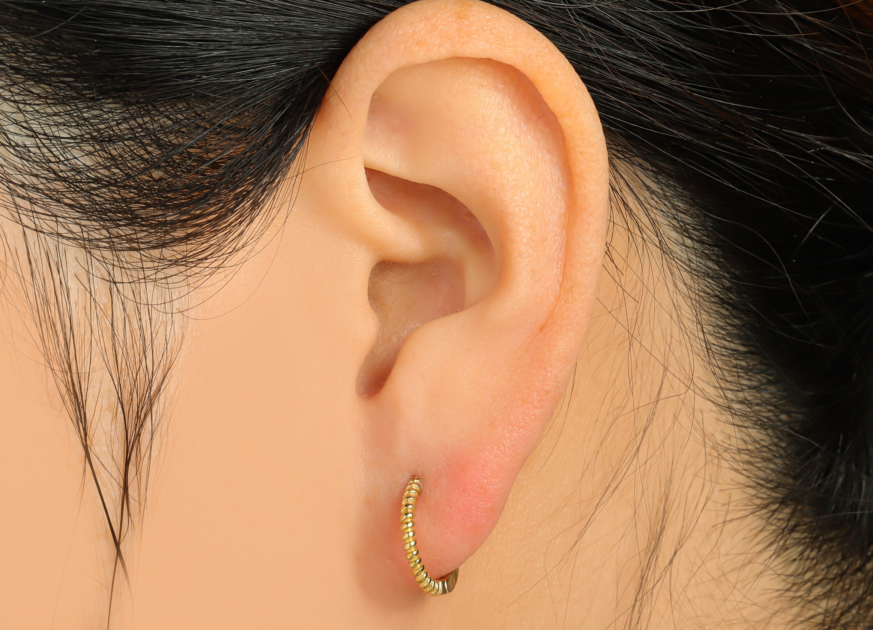 Brass Rope Wire Huggie Hoop - Raw Brass Twisted Wire Earring Clasp - Brass Hoop Clasp Earring - Mini Hoop Earring - 13.4x12.54x1mm - PP9173 - DOMEDBAZAAR