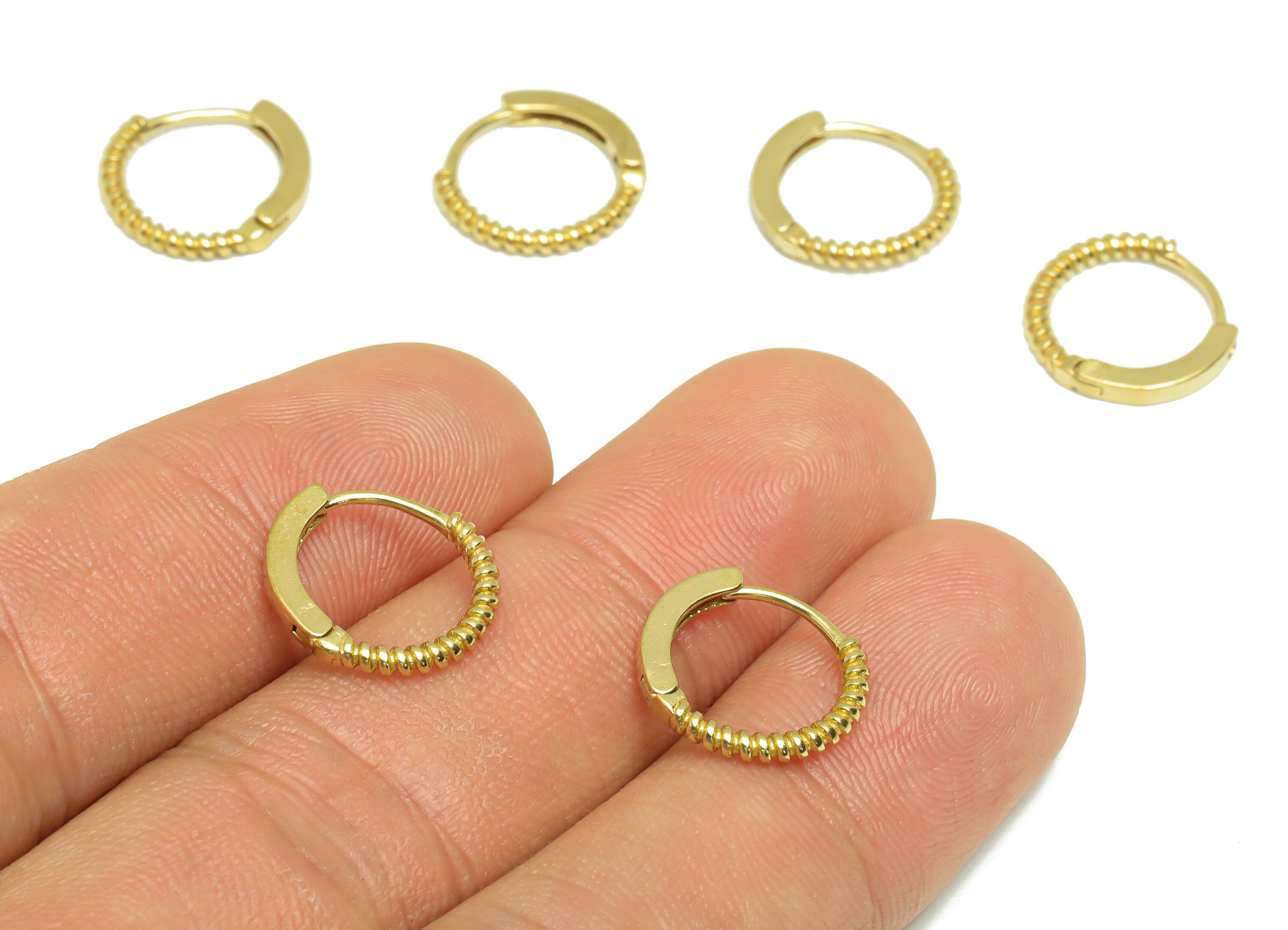 Brass Rope Wire Huggie Hoop - Raw Brass Twisted Wire Earring Clasp - Brass Hoop Clasp Earring - Mini Hoop Earring - 13.4x12.54x1mm - PP9173 - DOMEDBAZAAR