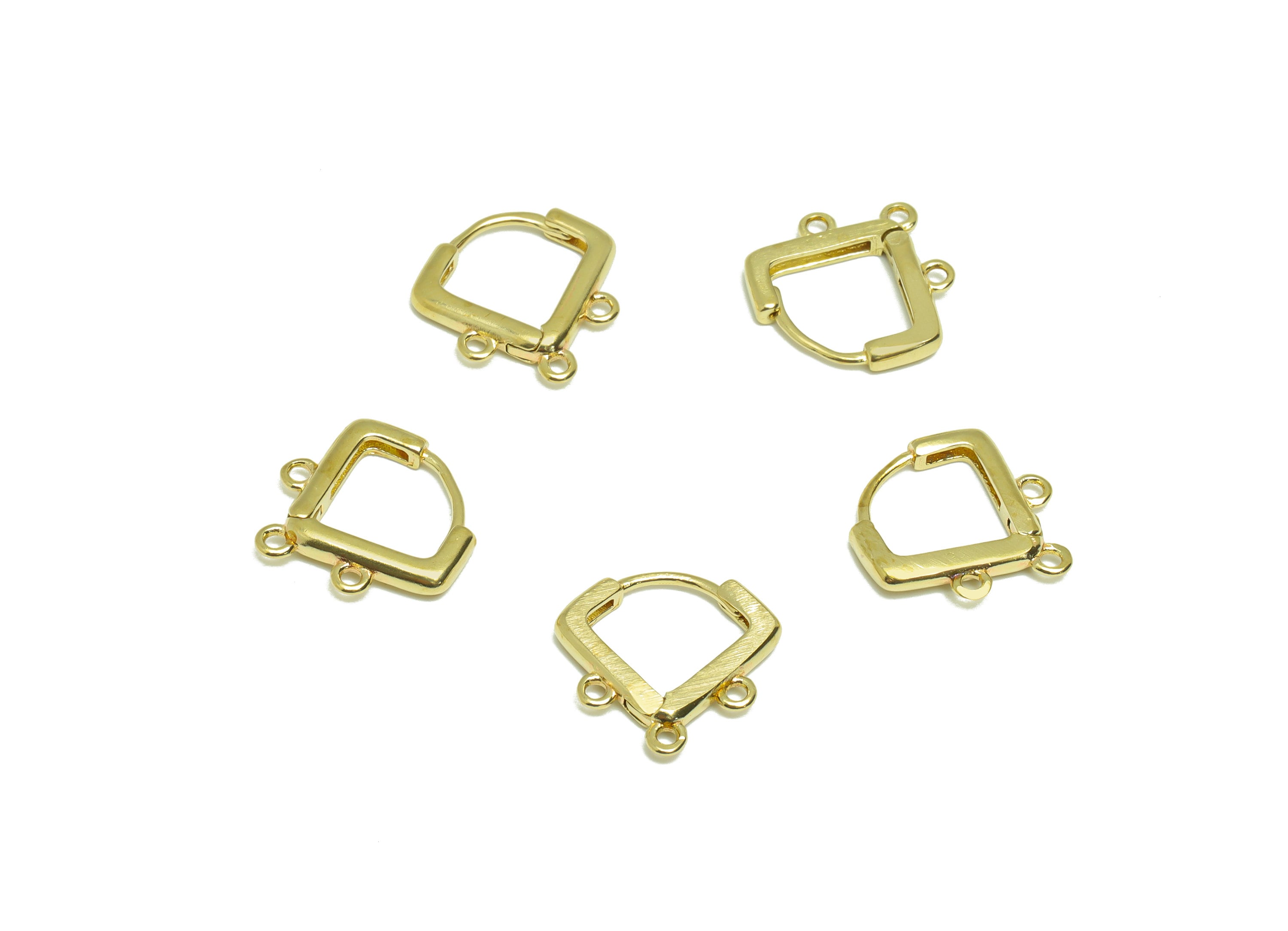 Brass Diamond Wire Huggie Hoop - Raw Brass Wire Earring Clasp With 3 Loop - Brass Rhombic Clasp Earring - Hoop Earring - 13x13x2mm - PP9178 - DOMEDBAZAAR