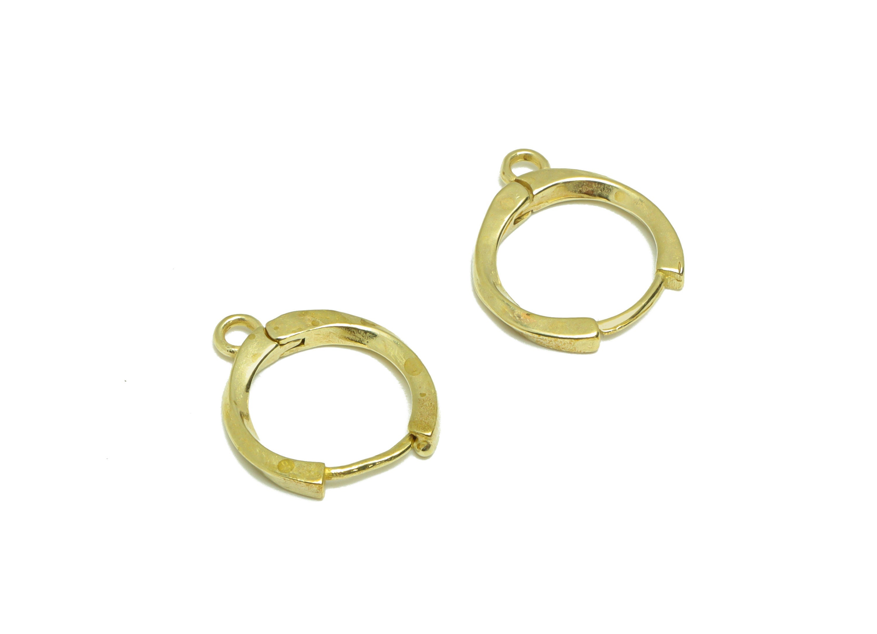 Brass Round Wire Huggie Hoop - Raw Brass Wire Earring Clasp With Loop - Brass Hoop Clasp Earring - Hoop Earring - 15.49x12.6x1.54mm - PP9172 - DOMEDBAZAAR