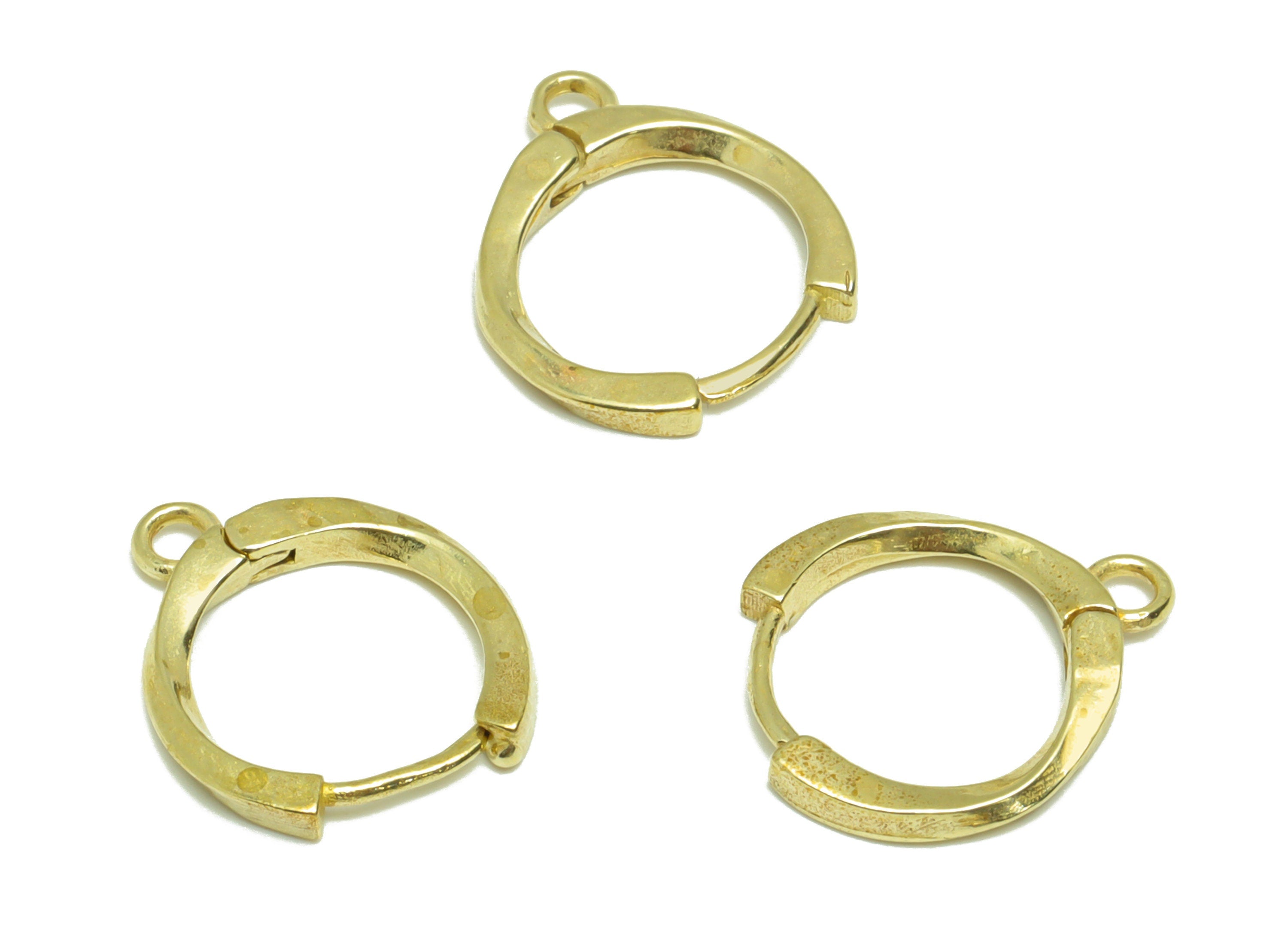 Brass Round Wire Huggie Hoop - Raw Brass Wire Earring Clasp With Loop - Brass Hoop Clasp Earring - Hoop Earring - 15.49x12.6x1.54mm - PP9172 - DOMEDBAZAAR