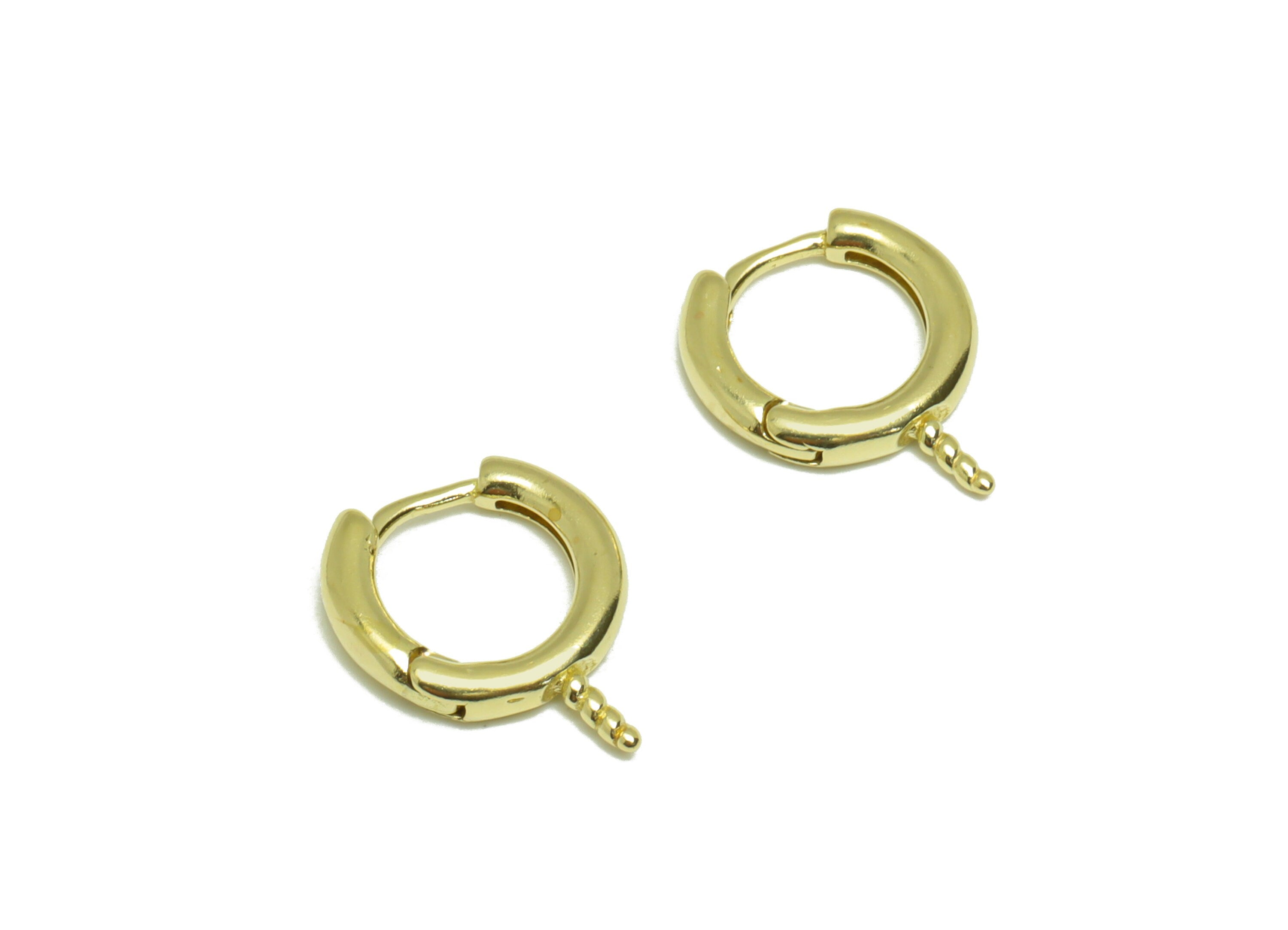 Brass Huggie Hoop Earring - Raw Brass Round Earring Clasp - Brass Hoop Clasp Earring For Peral - Brass Hoop Earring - 12.35x9.9x1mm - PP9188 - DOMEDBAZAAR