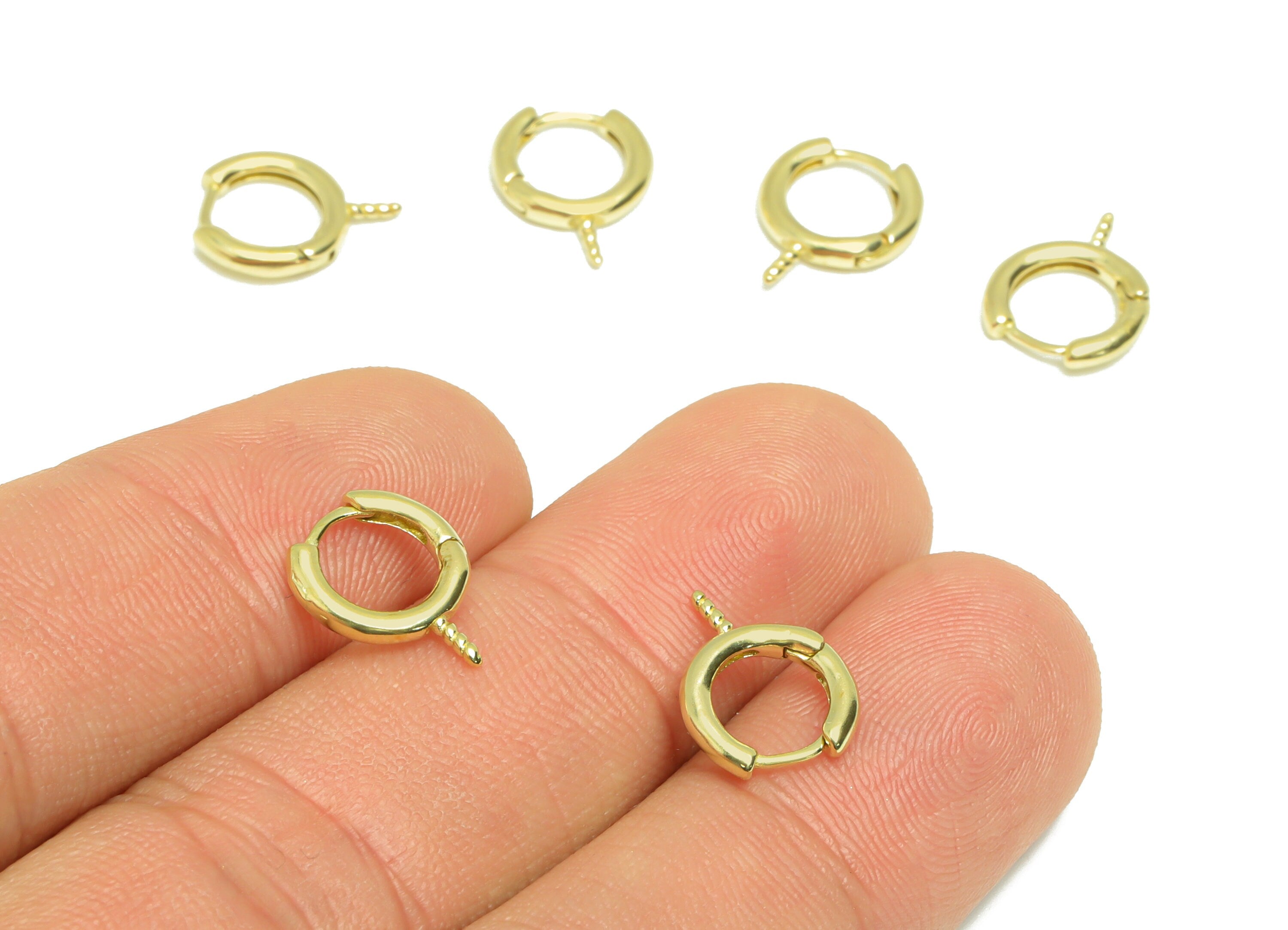Brass Huggie Hoop Earring - Raw Brass Round Earring Clasp - Brass Hoop Clasp Earring For Peral - Brass Hoop Earring - 12.35x9.9x1mm - PP9188 - DOMEDBAZAAR