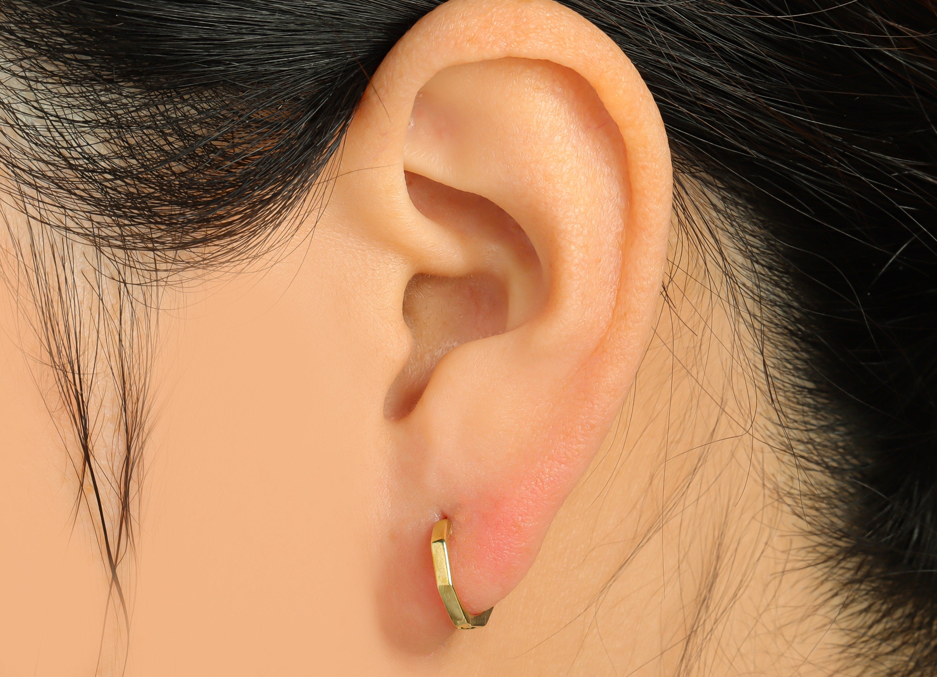 Brass Hexagon Huggie Hoop - Raw Brass Earring Clasp - Brass Hoop Clasp Earring - Brass Geometry Hoop Earring - 11.54x11.54x1.74mm - PP9164 - DOMEDBAZAAR