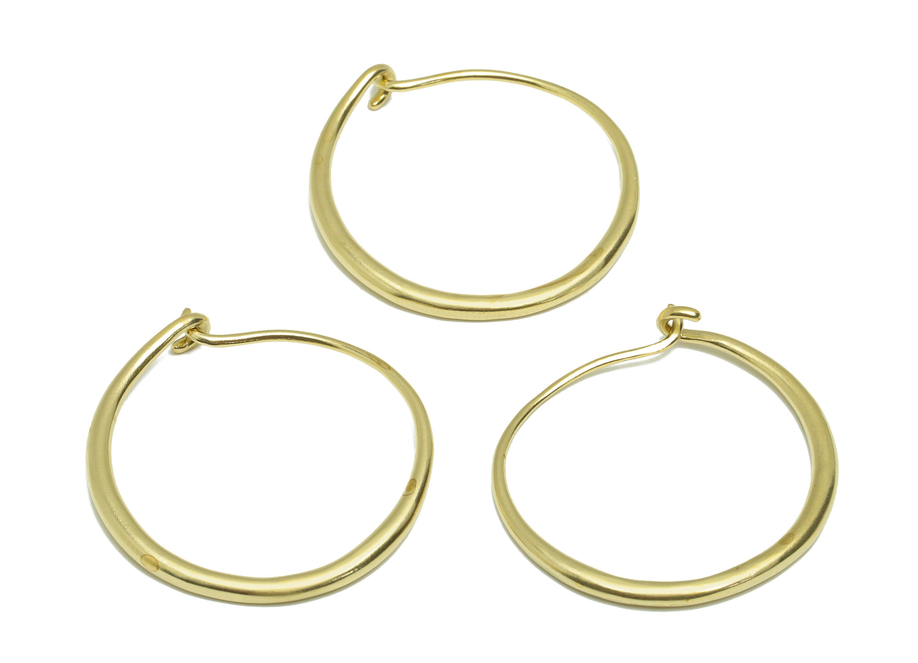 Brass Hoop Wire Earring - Raw Brass Round Hoop Wire Earring - Brass Hook Wire Earring - Brass Hoop Earring - 30x29x2mm - PP9191 - DOMEDBAZAAR
