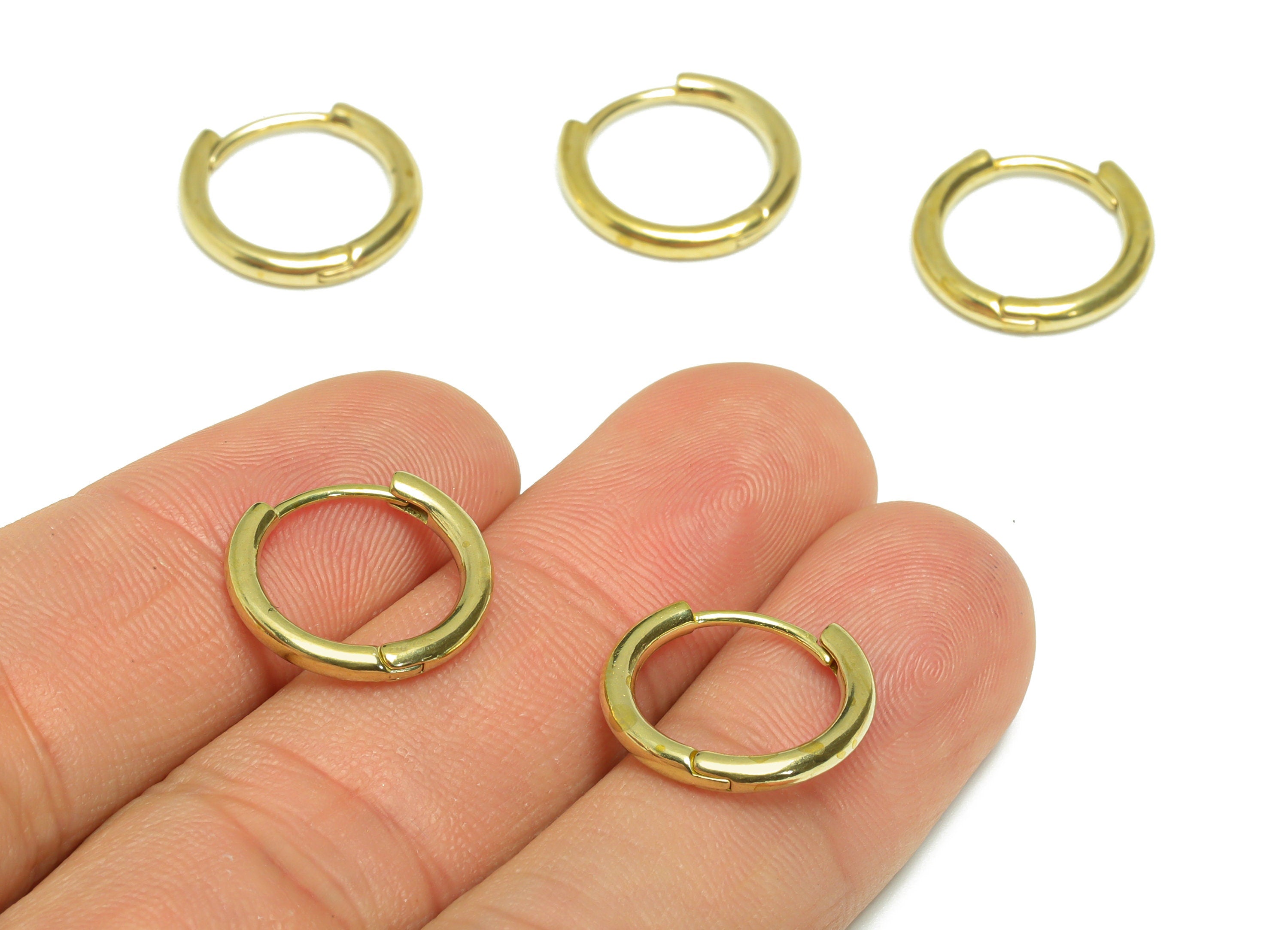 15mm Round Huggie Clasp Earring - Raw Brass Hoop Clasp Earring - Brass Hoop Circle Earring - Round Hoop Earring - 15x15.9x2.12mm - PP9541 - DOMEDBAZAAR