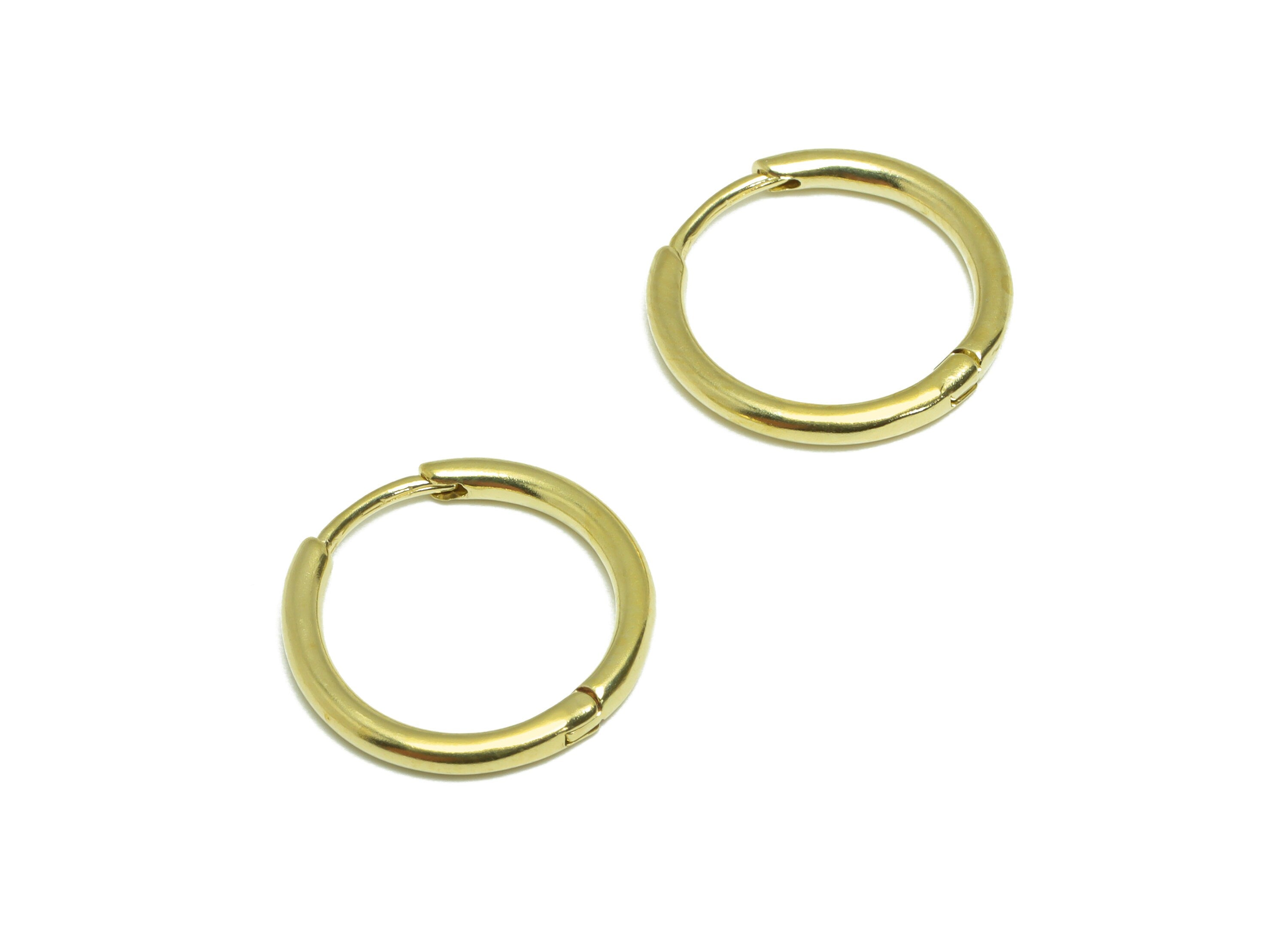 18mm Round Huggie Earring - Raw Brass Hoop Clasp Earring - Brass Hoop Circle Earring - Round Hoop Earring - 17.89x18.49x2mm - PP9506 - DOMEDBAZAAR
