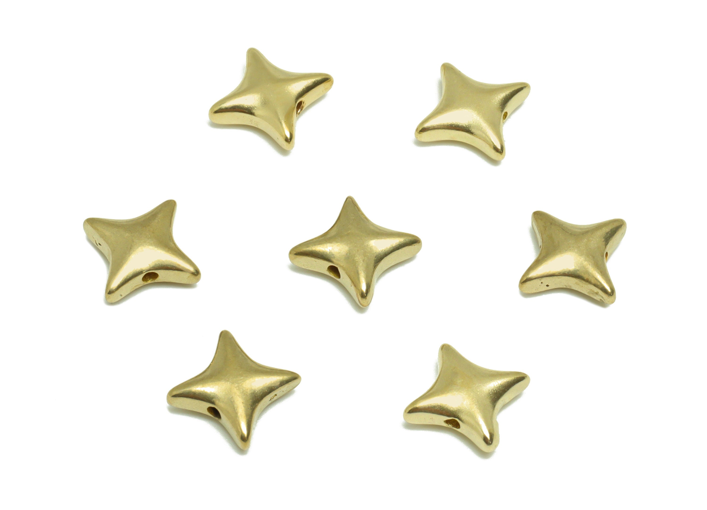 Star Bracelet Spacer Beads - Raw Brass Beaded Earring Bead - Cubic Bead Earring Bead - For Bracelet - Star Bracelet Bead - 9x9x3mm - PP9179 - DOMEDBAZAAR