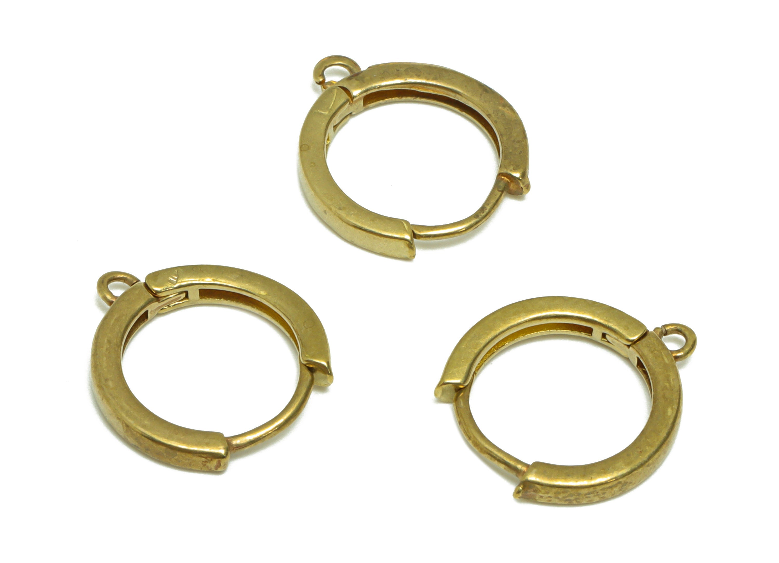 Brass Round Huggie Earring - Raw Brass Circle Hoop Earring - Brass Hoop Earring - Round Hoop Earring  With Loop - 15.45x13.76x2mm - PP9536 - DOMEDBAZAAR
