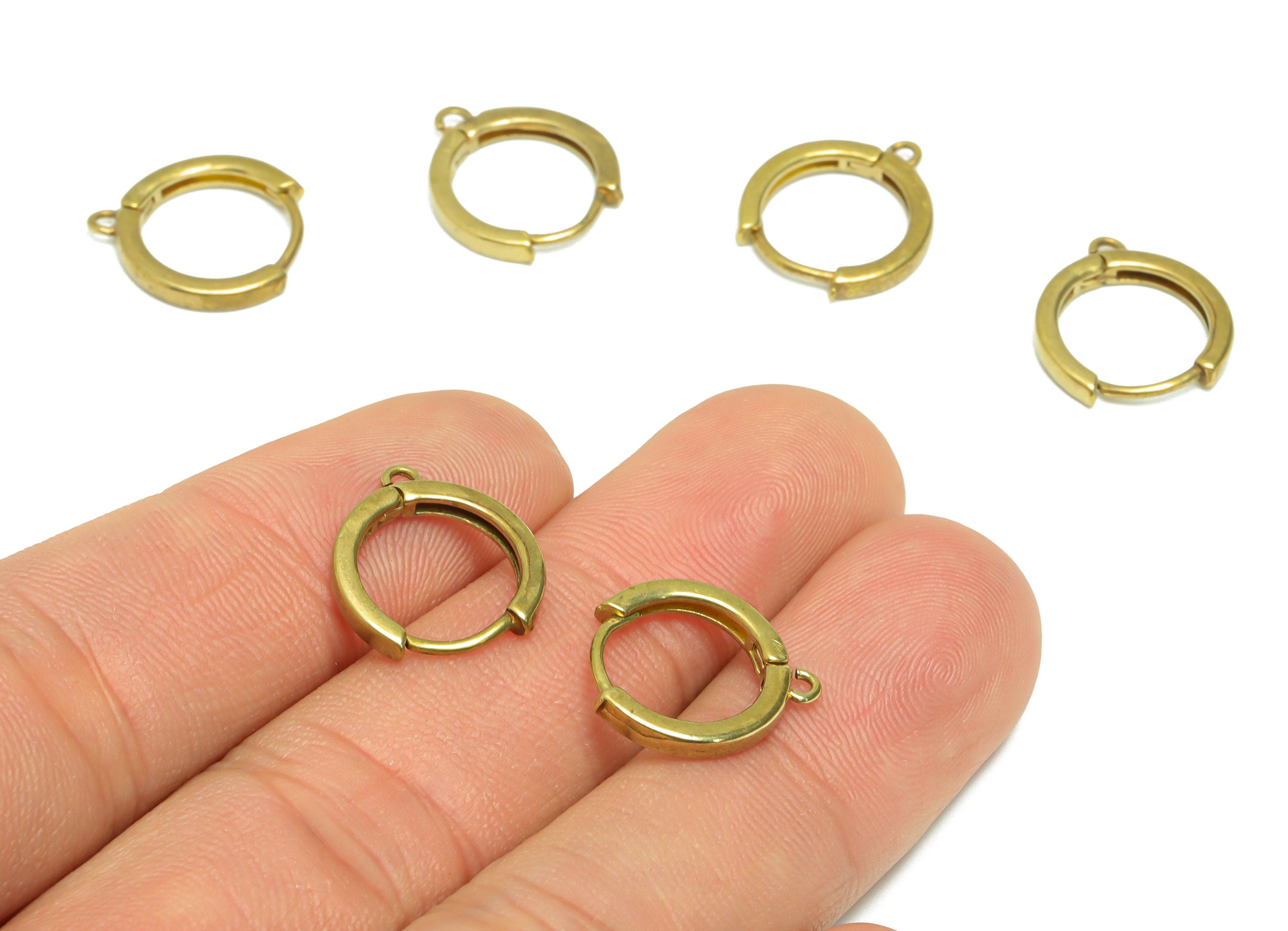Brass Round Huggie Earring - Raw Brass Circle Hoop Earring - Brass Hoop Earring - Round Hoop Earring  With Loop - 15.45x13.76x2mm - PP9536 - DOMEDBAZAAR