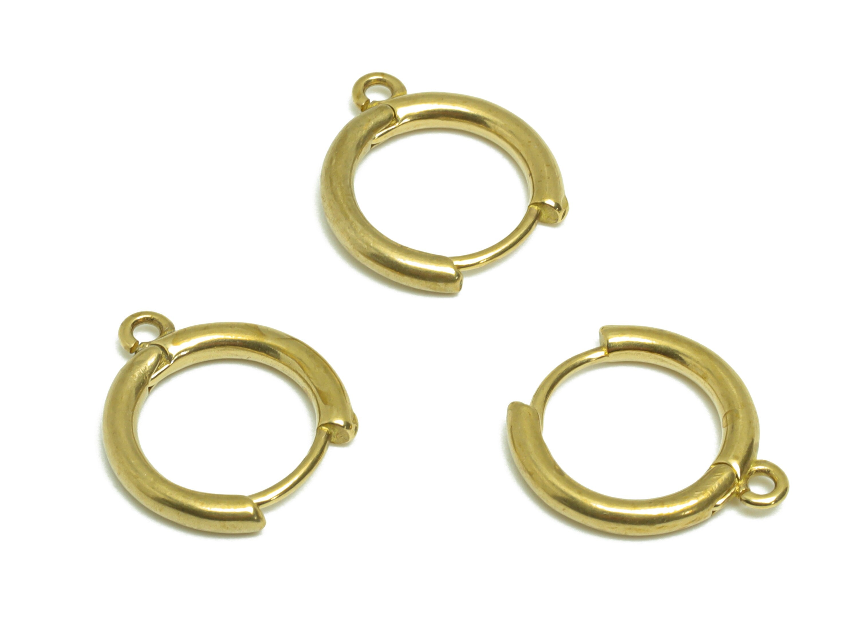Brass Round Huggie Earring - Raw Brass Circle Hoop Earring - Brass Hoop Earring - Round Hoop Earring  With Loop - 14.5x13.7x2mm - PP9537 - DOMEDBAZAAR
