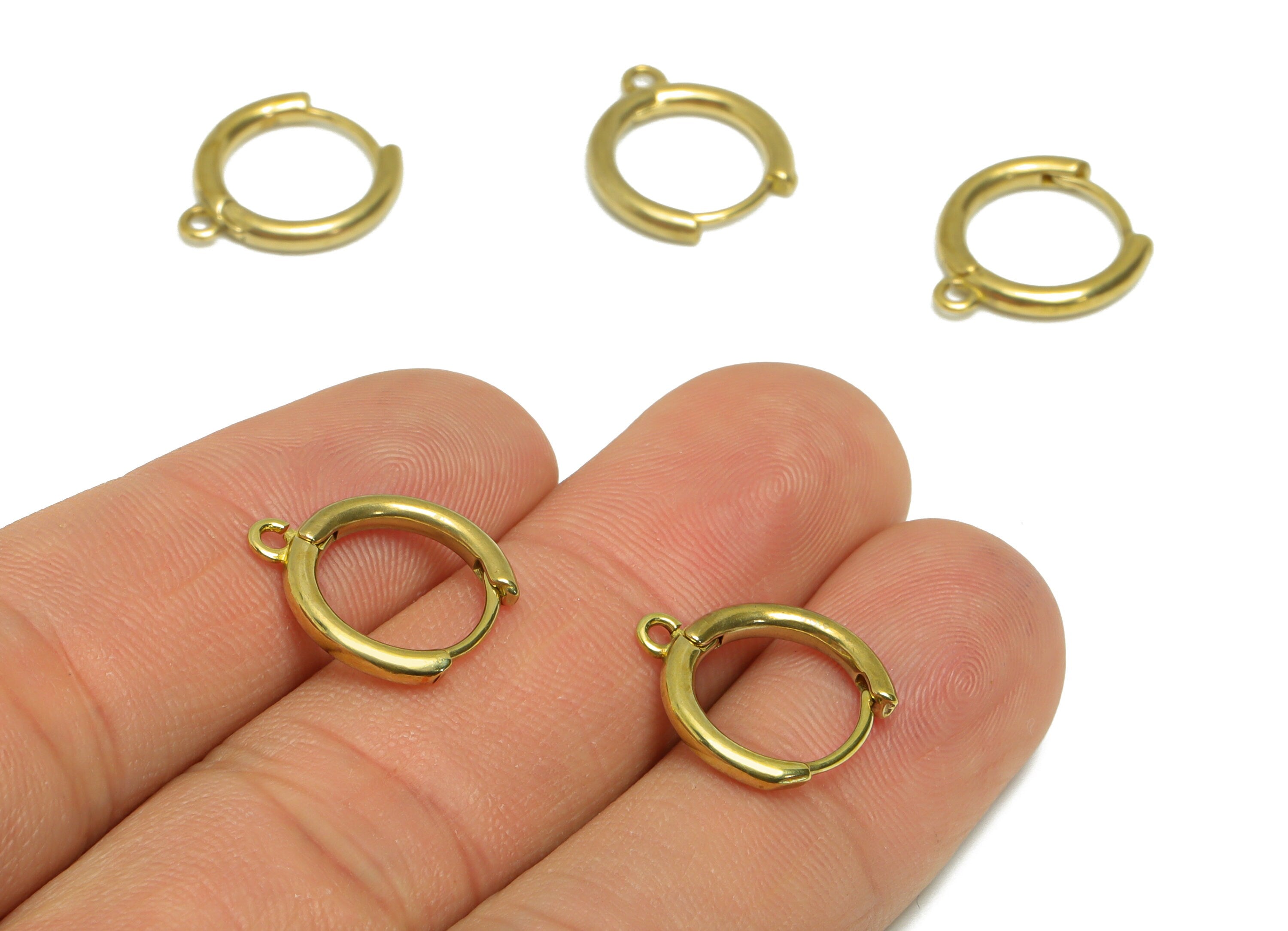 Brass Round Huggie Earring - Raw Brass Circle Hoop Earring - Brass Hoop Earring - Round Hoop Earring  With Loop - 14.5x13.7x2mm - PP9537 - DOMEDBAZAAR