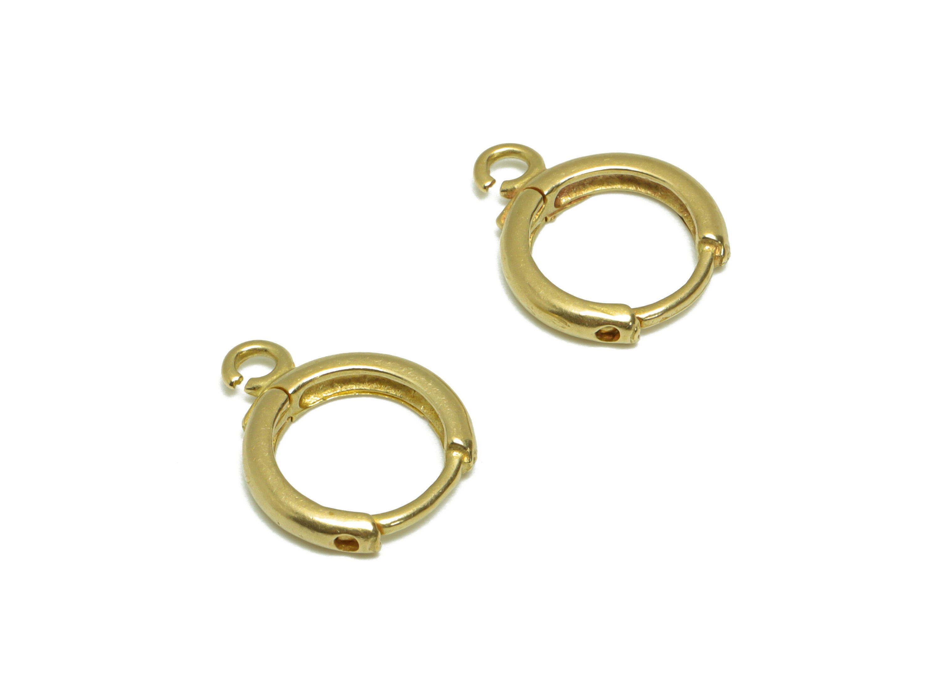 Brass Round Huggie Earring - Raw Brass Hoop Clasp Earring - 10mm Huggie Earring With Loop - Minimalist Huggie Earring - 14.2x11x2mm - PP9542 - DOMEDBAZAAR