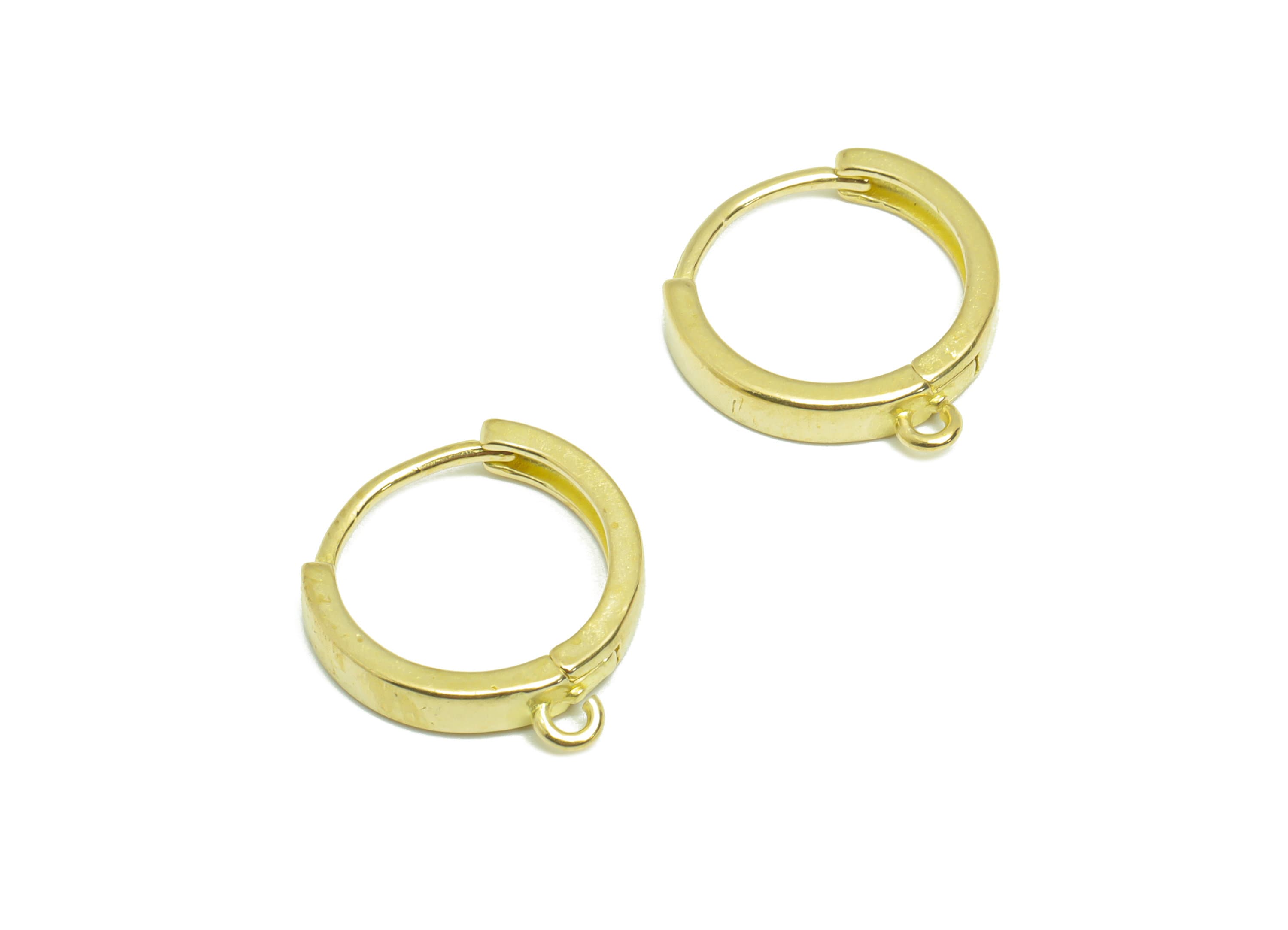 Round Huggie Hoop Earring - Raw Brass Hoop Earring Clasp With Loop - Brass Circle Clasp Earring - Hoop Earring - 16.92x15.6x1mm -PP9281 - DOMEDBAZAAR