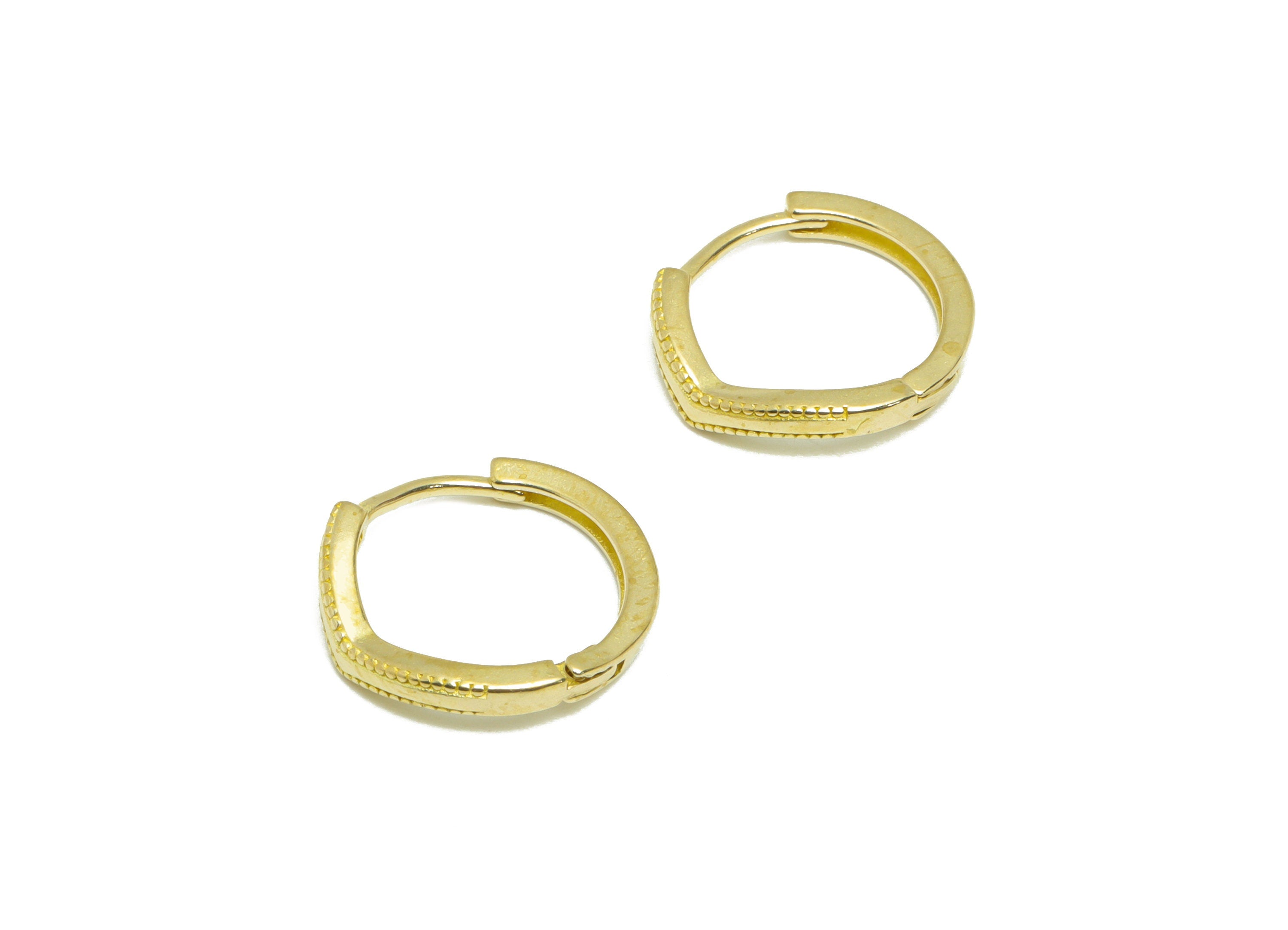 Wavy Huggie Hoop Earring- Raw Brass Textured Wire Earring Clasp - Brass Circle Clasp Earring - Brass Hoop Earring - 14.15x13x1.4mm - PP9273 - DOMEDBAZAAR