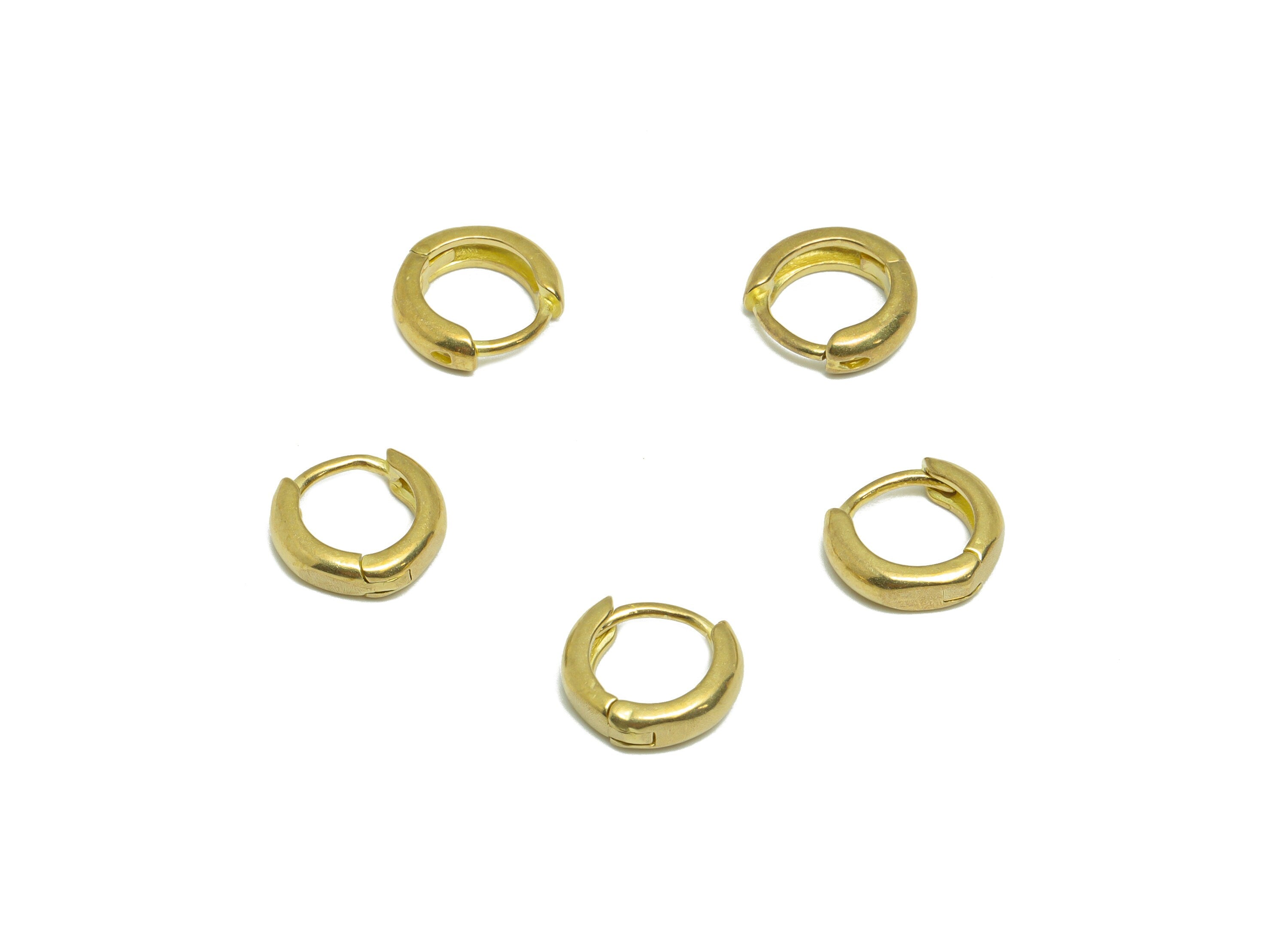 Round Wire Huggie Earring - Raw Brass Mini Earring Clasp - Brass Circle Clasp Earring - Clasp Huggie Earring - 9x8.9x1.5mm - PP9292 - DOMEDBAZAAR
